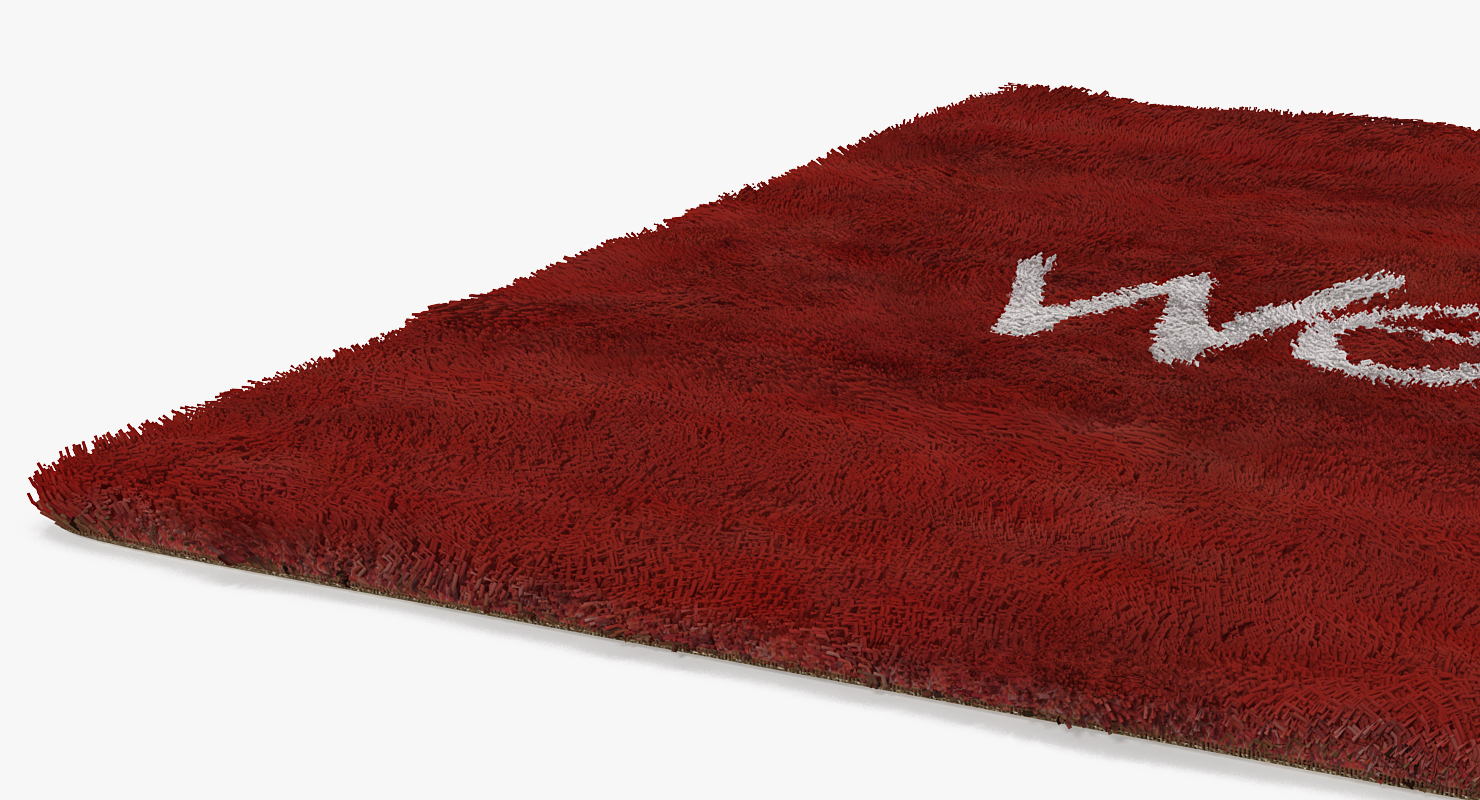 Welcome Doormat Red Color Fur 3D model