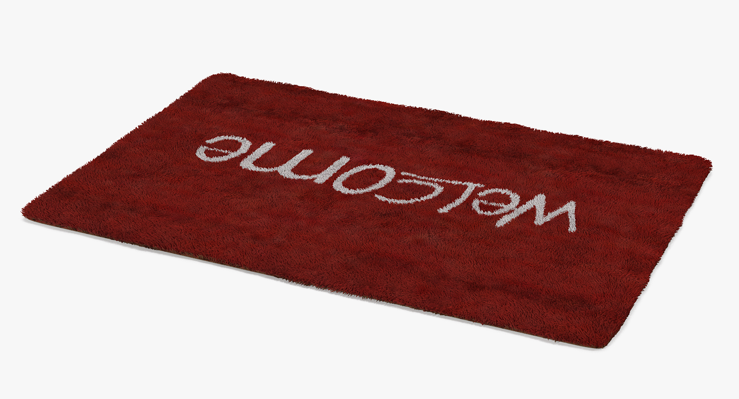 Welcome Doormat Red Color Fur 3D model