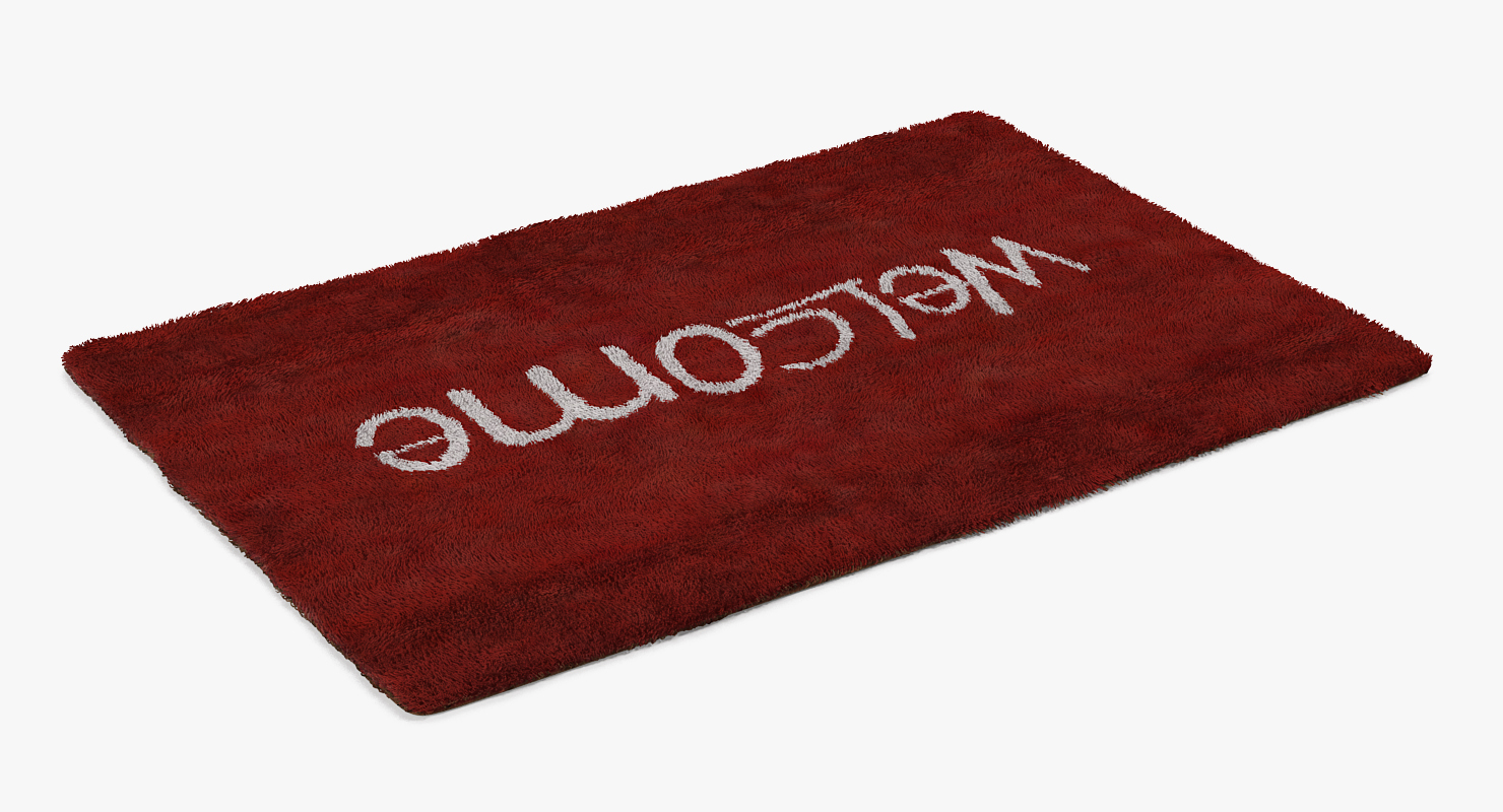 Welcome Doormat Red Color Fur 3D model