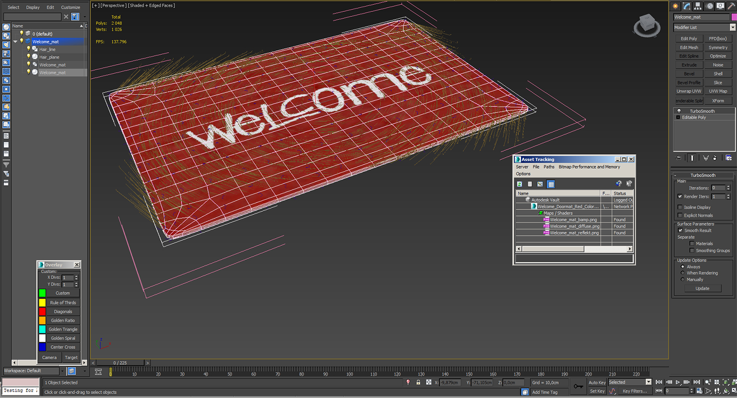 Welcome Doormat Red Color Fur 3D model
