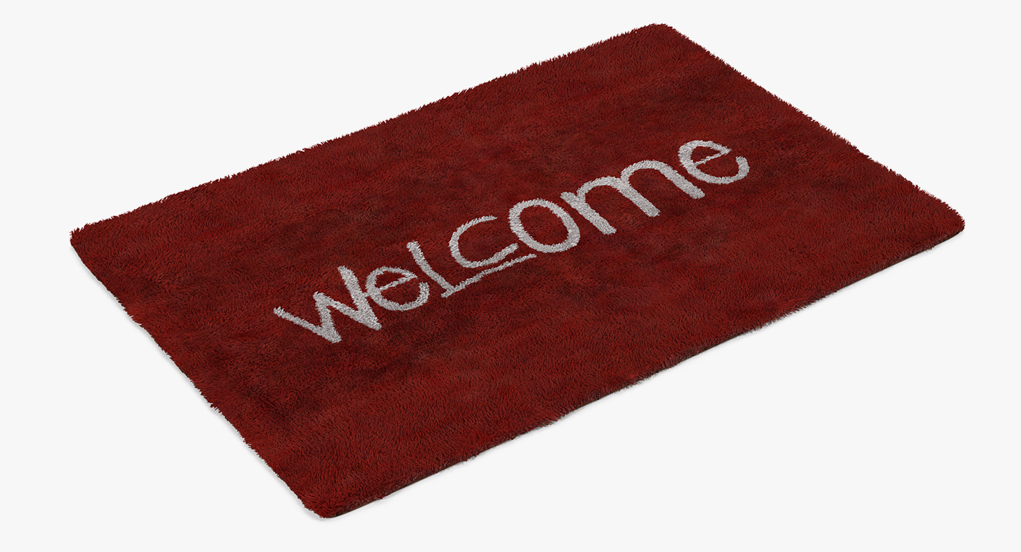 Welcome Doormat Red Color Fur 3D model