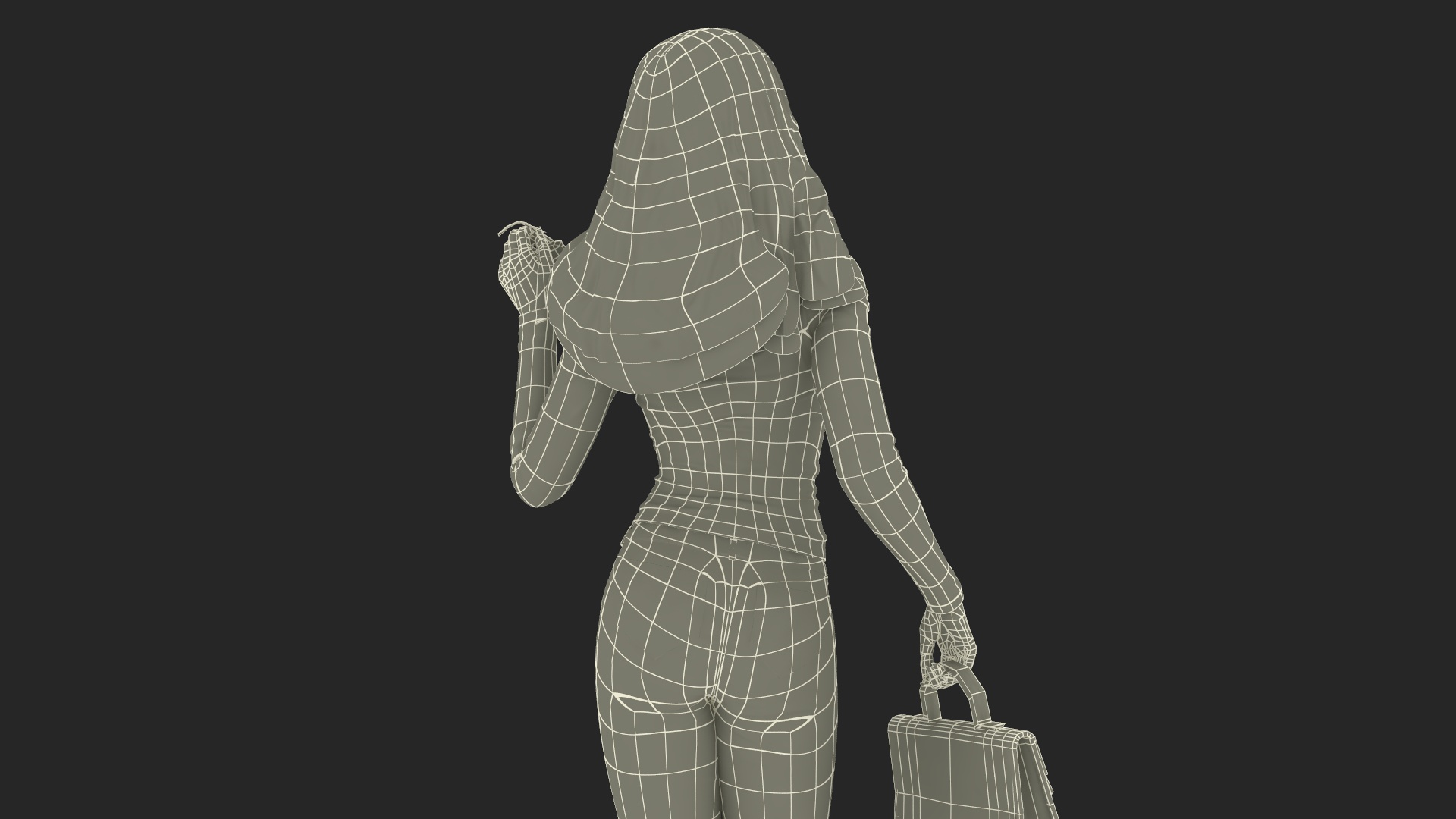 3D Happy Fashionable Woman with Handbag