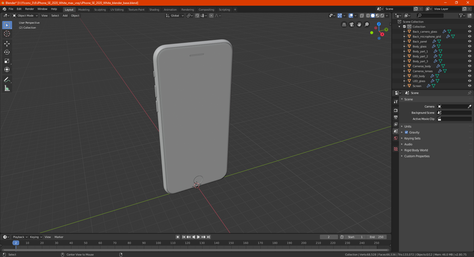 3D model iPhone SE 2020 White