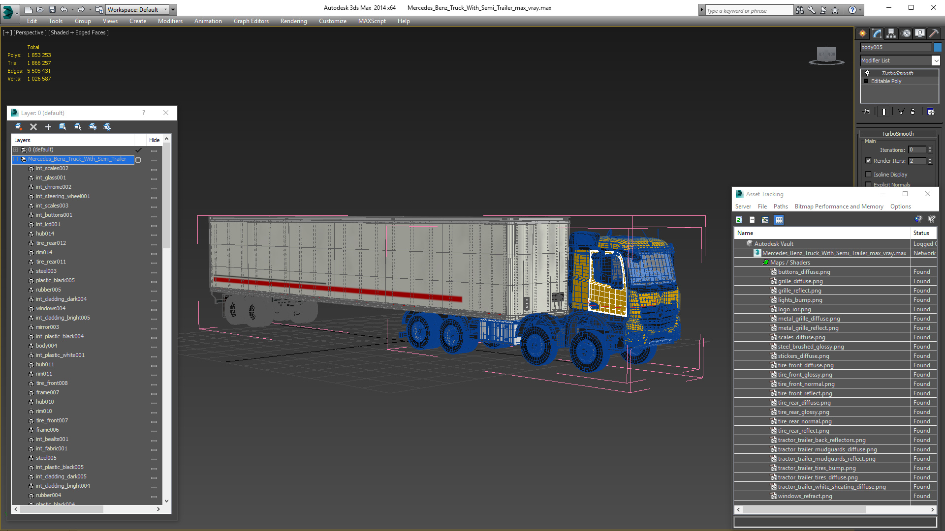 Mercedes Benz Truck With Semi Trailer 3D