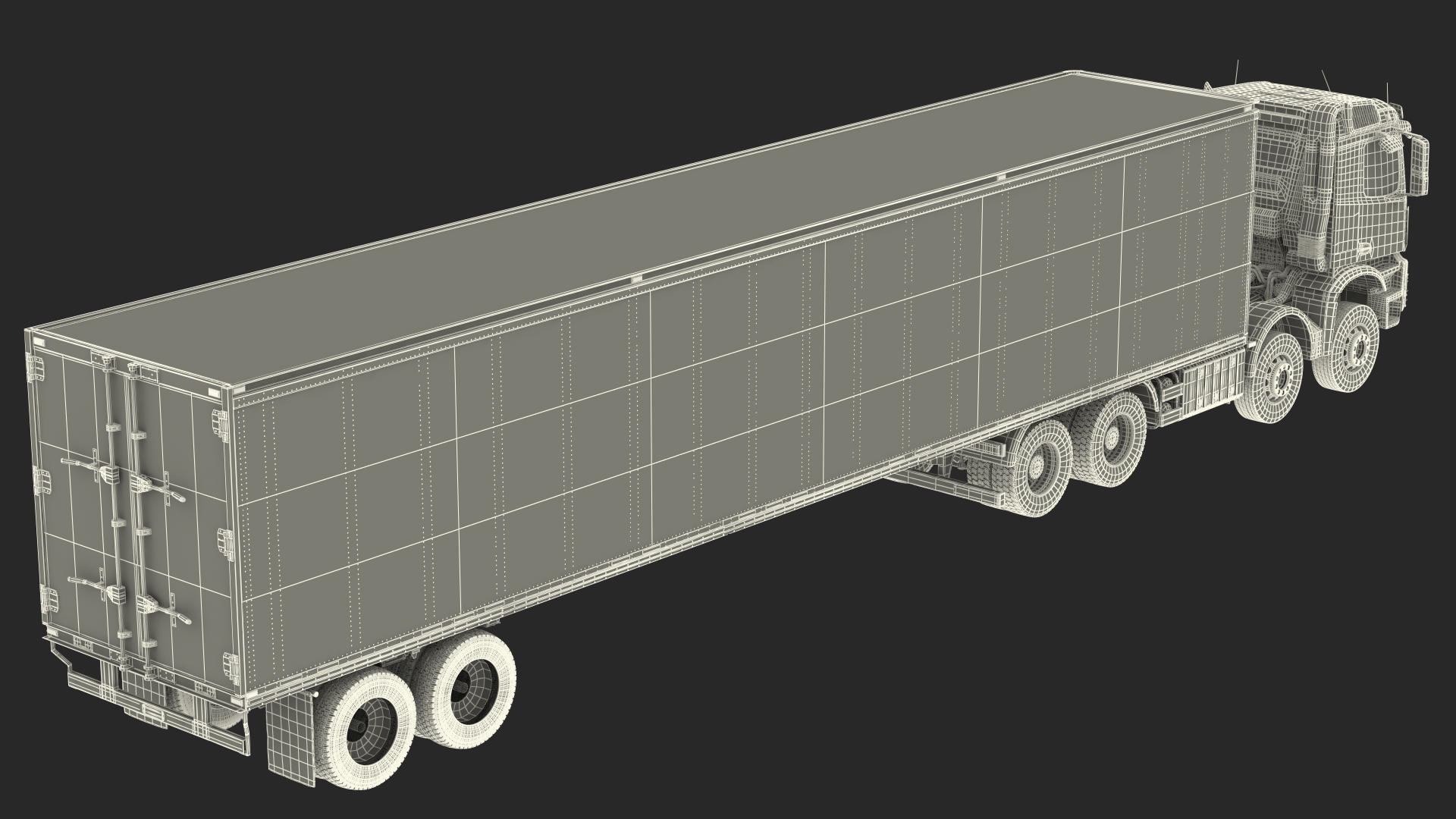 Mercedes Benz Truck With Semi Trailer 3D