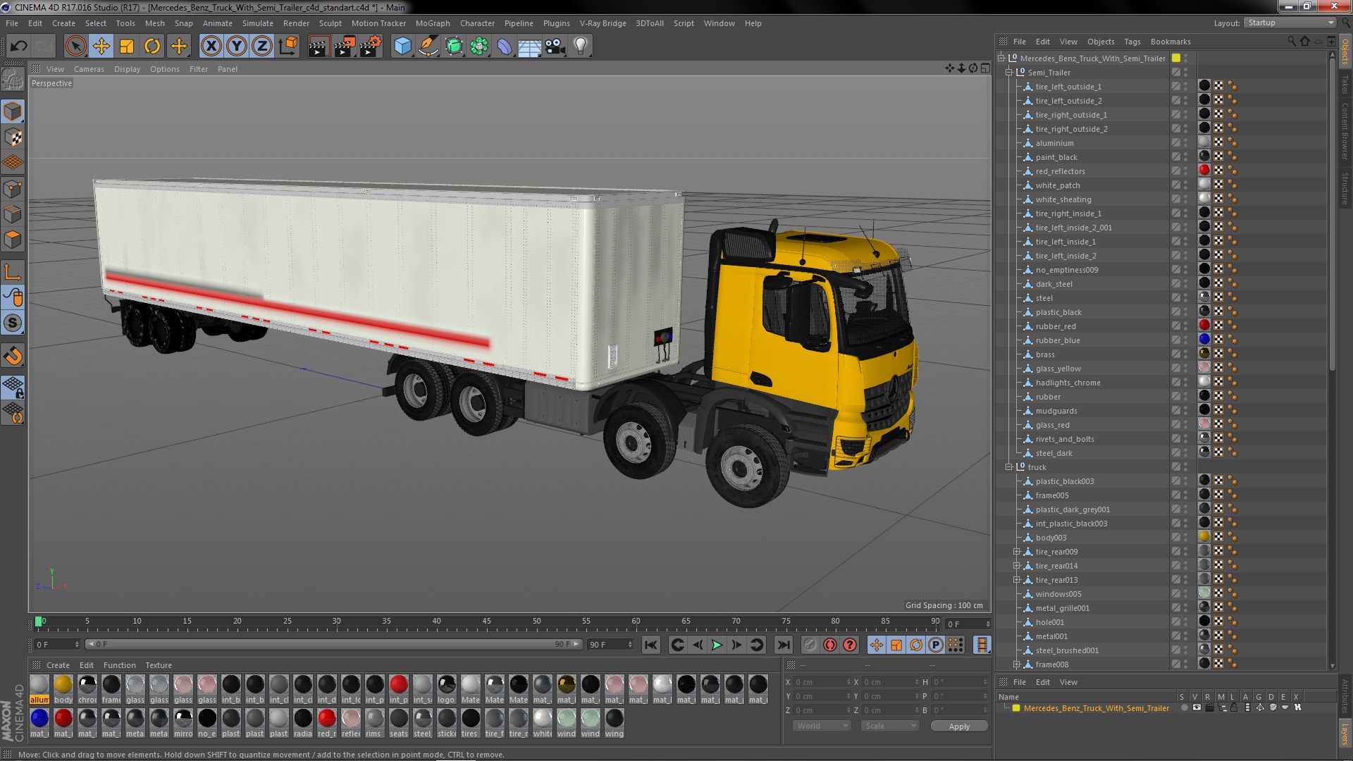 Mercedes Benz Truck With Semi Trailer 3D