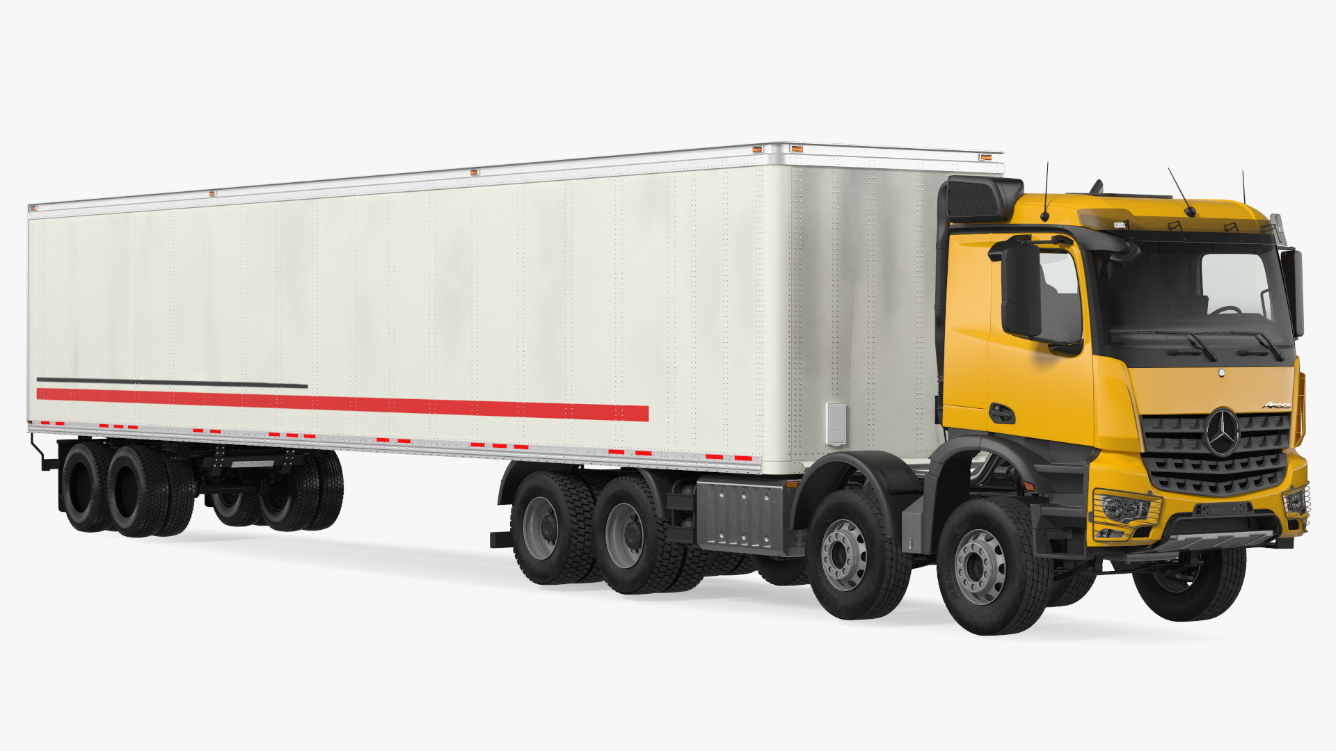 Mercedes Benz Truck With Semi Trailer 3D
