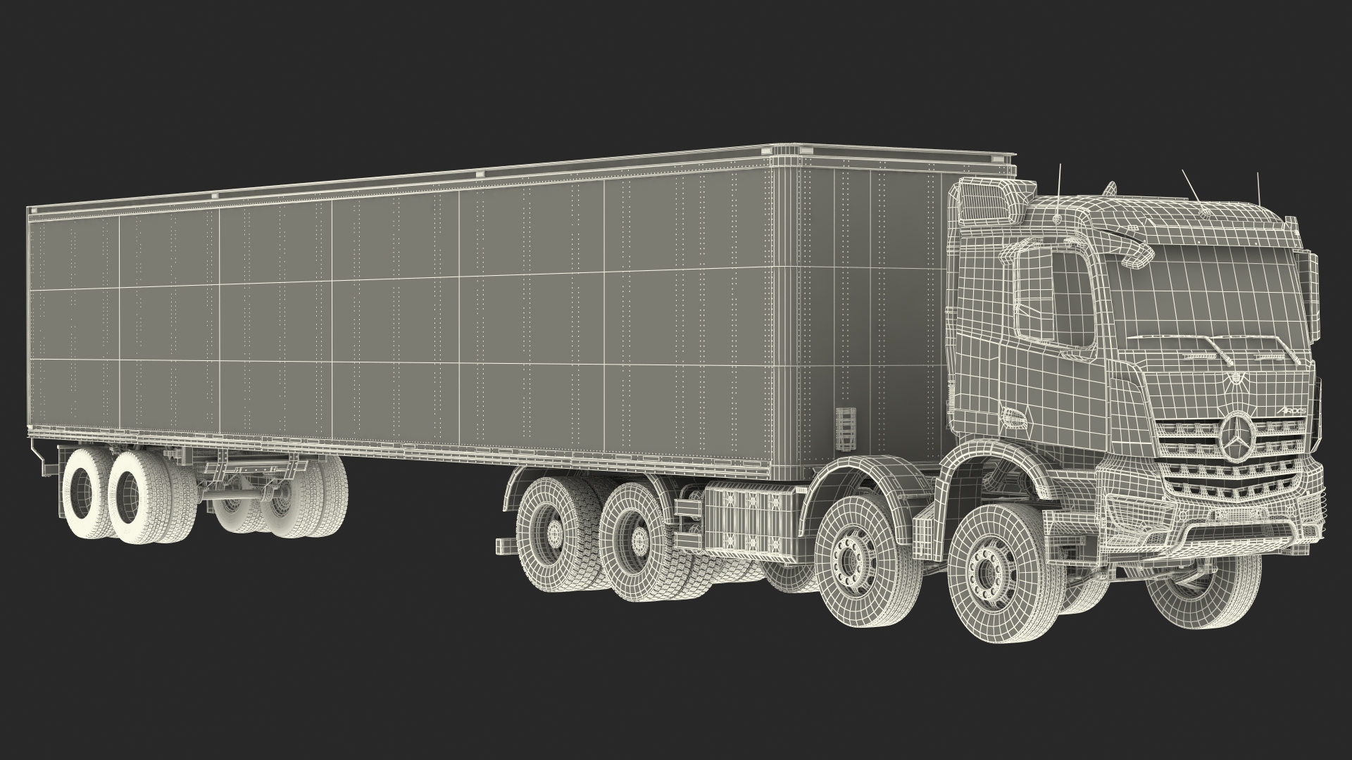Mercedes Benz Truck With Semi Trailer 3D