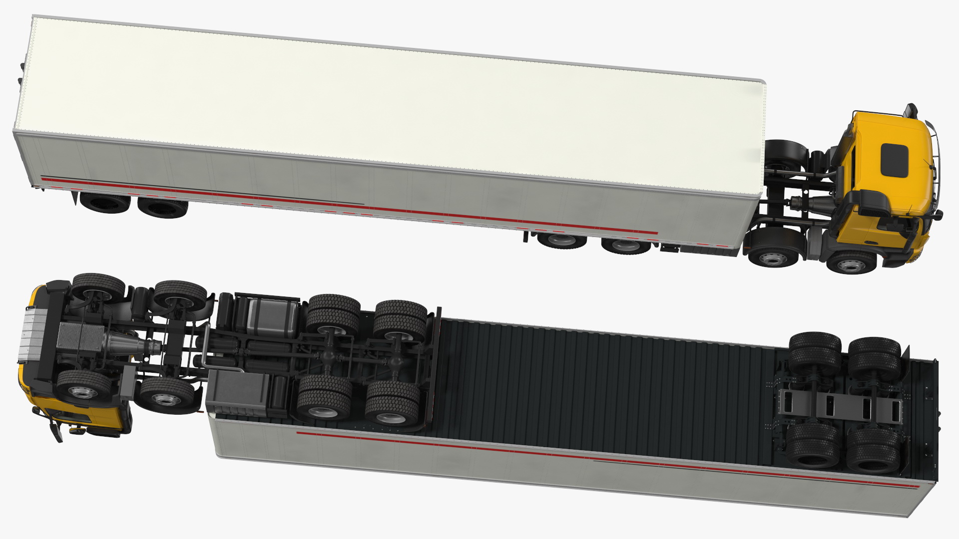Mercedes Benz Truck With Semi Trailer 3D