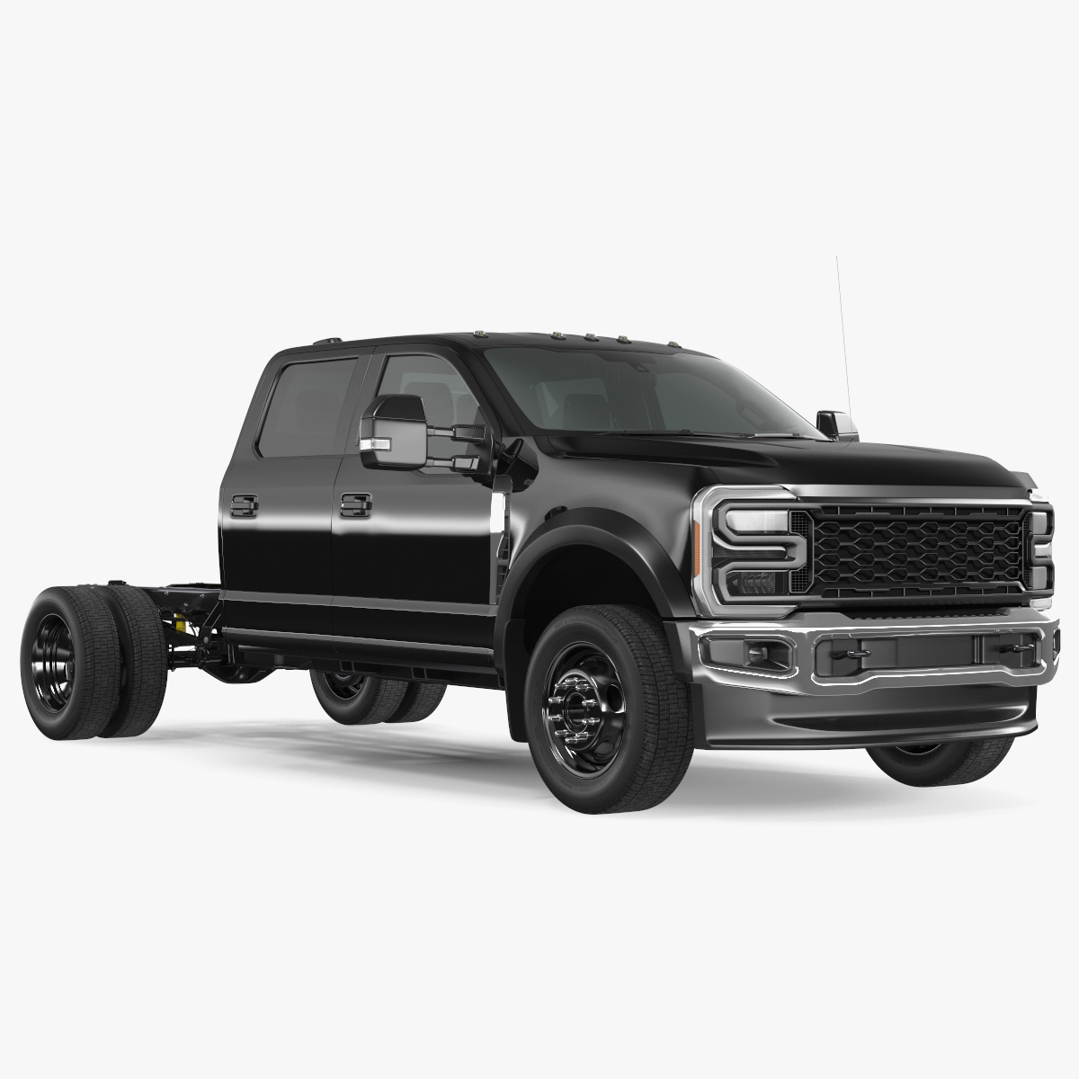 Four Doors Black Chassis Cab Rigged for Maya 3D model