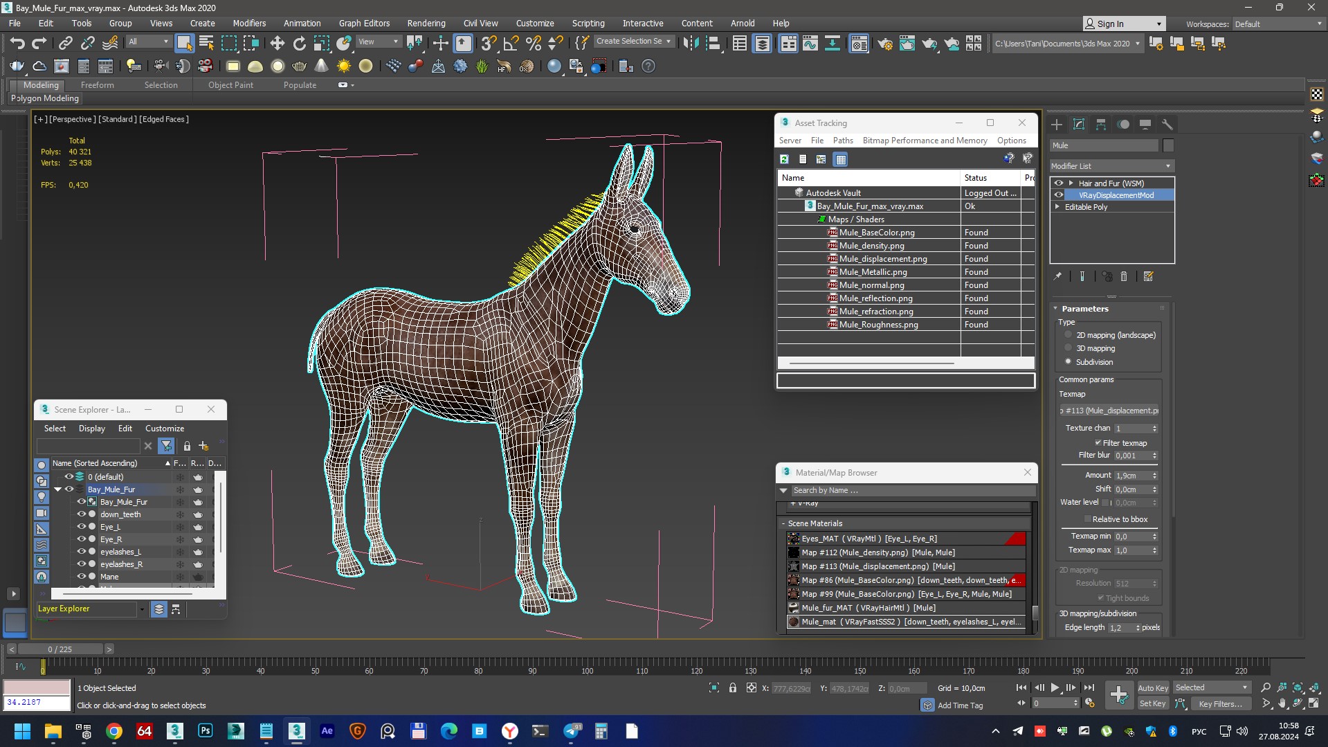 Bay Mule Fur 3D