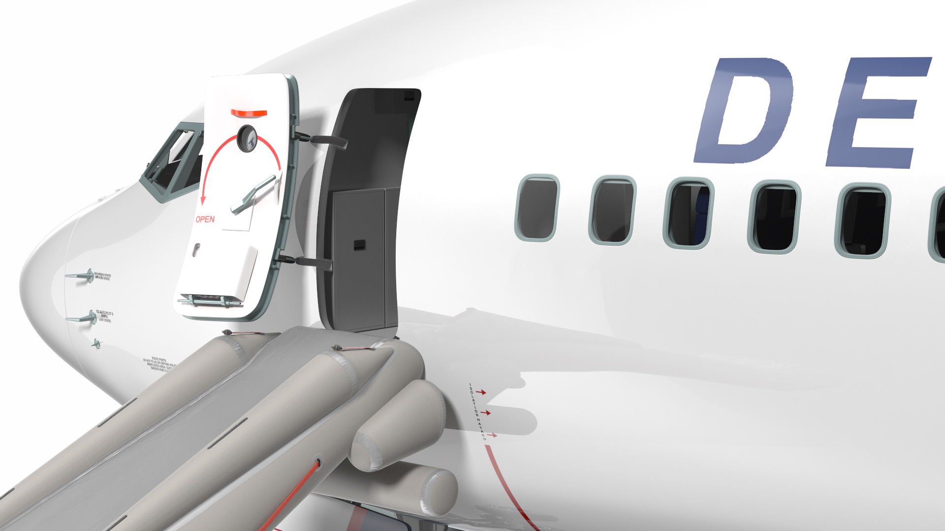 3D Boeing 737 900 ER Delta with Inflatable Evacuation Door Slide
