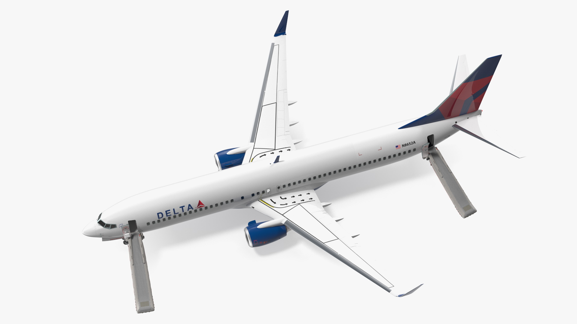 3D Boeing 737 900 ER Delta with Inflatable Evacuation Door Slide