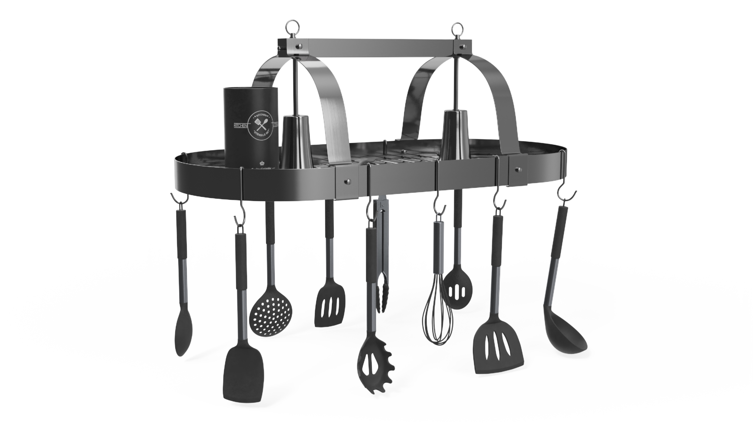 3D Ceiling Kitchen Pot Rack with Cooking Utensils