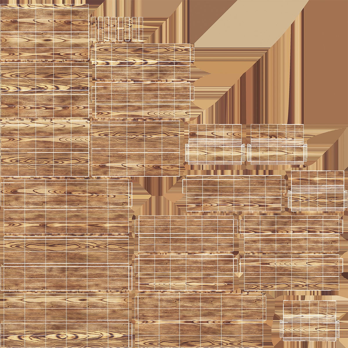 3D model Scorched Wooden Packaging of Boards Low Small