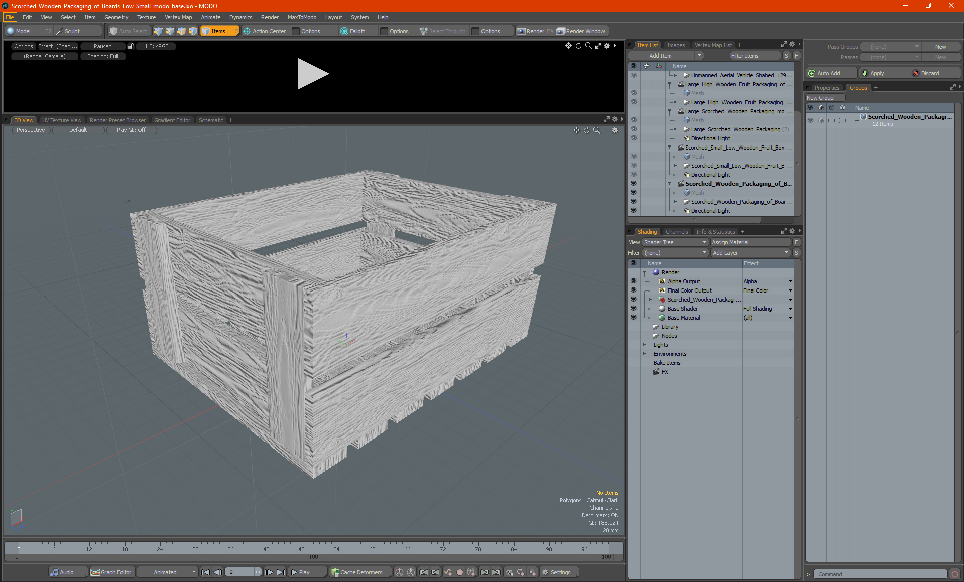 3D model Scorched Wooden Packaging of Boards Low Small