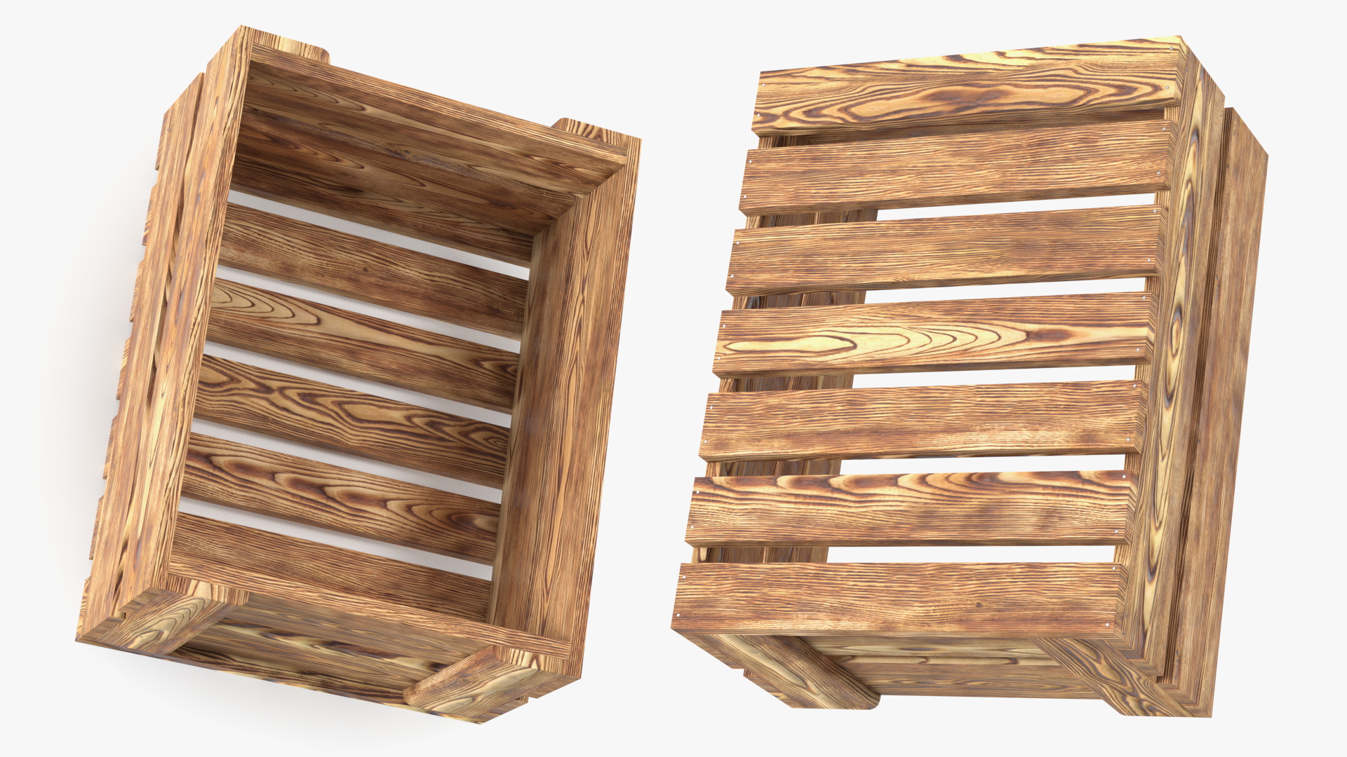 3D model Scorched Wooden Packaging of Boards Low Small