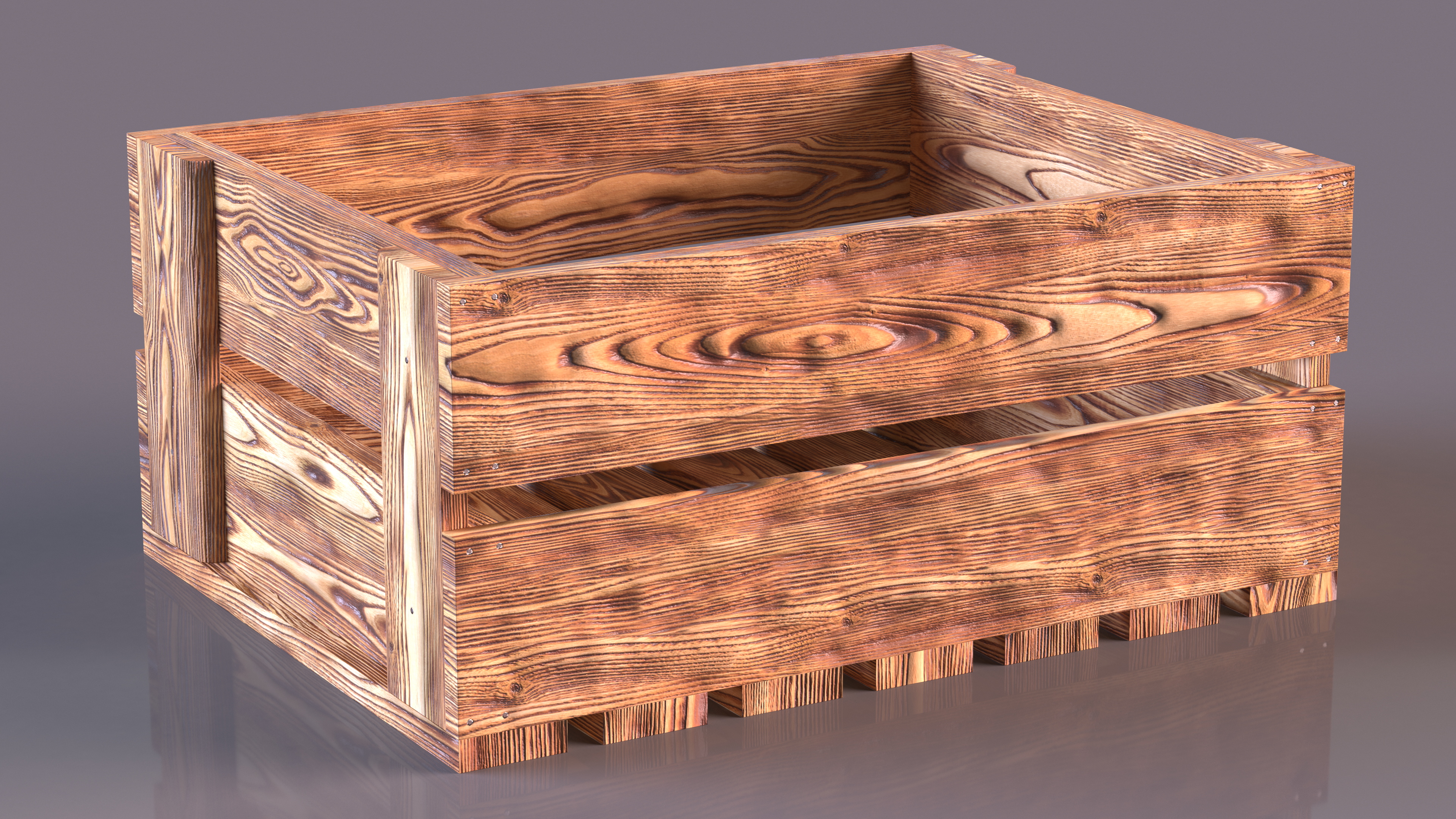 3D model Scorched Wooden Packaging of Boards Low Small
