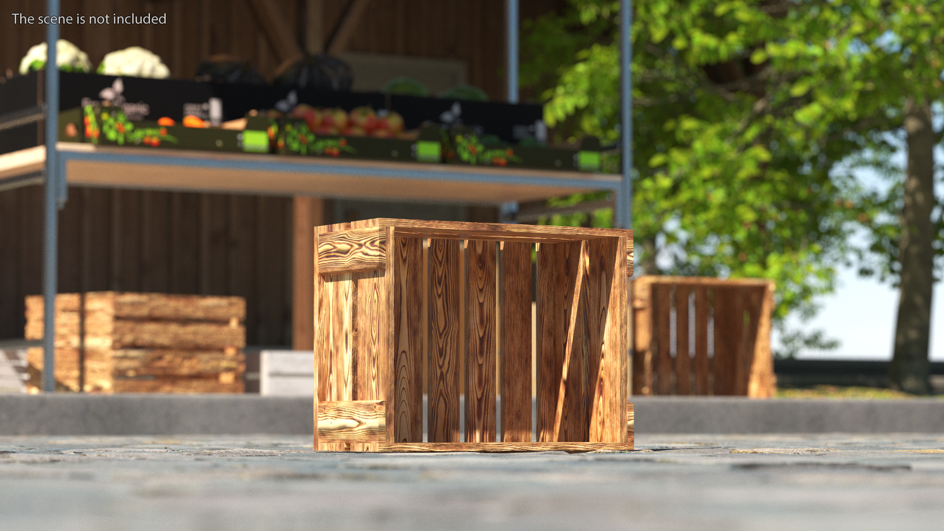 3D model Scorched Wooden Packaging of Boards Low Small