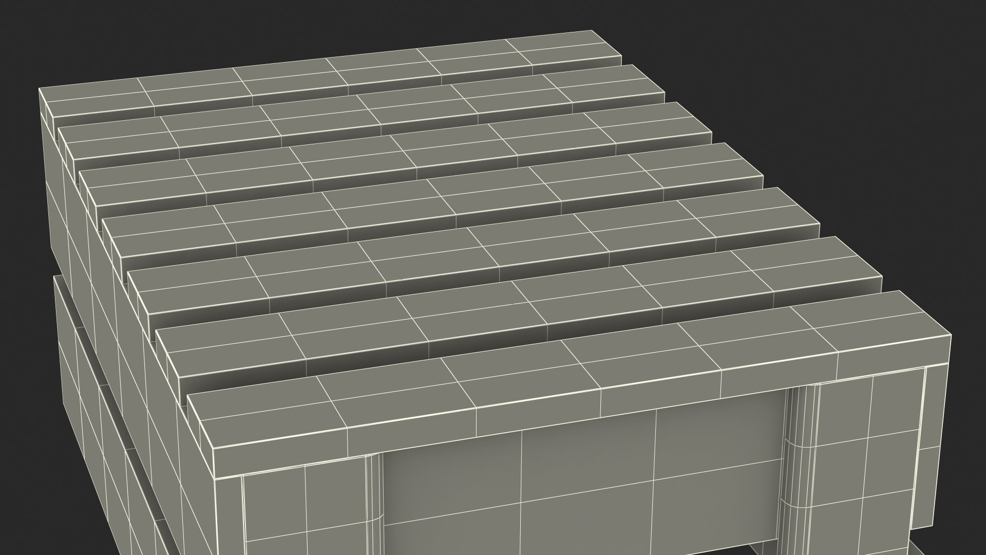 3D model Scorched Wooden Packaging of Boards Low Small