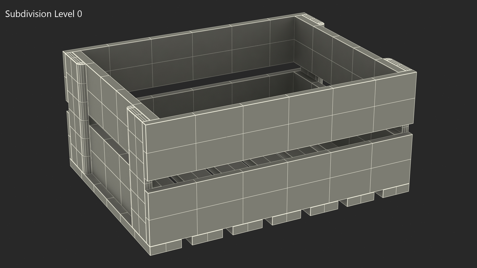 3D model Scorched Wooden Packaging of Boards Low Small