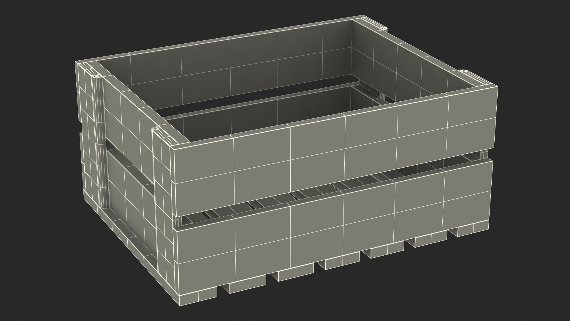 3D model Scorched Wooden Packaging of Boards Low Small