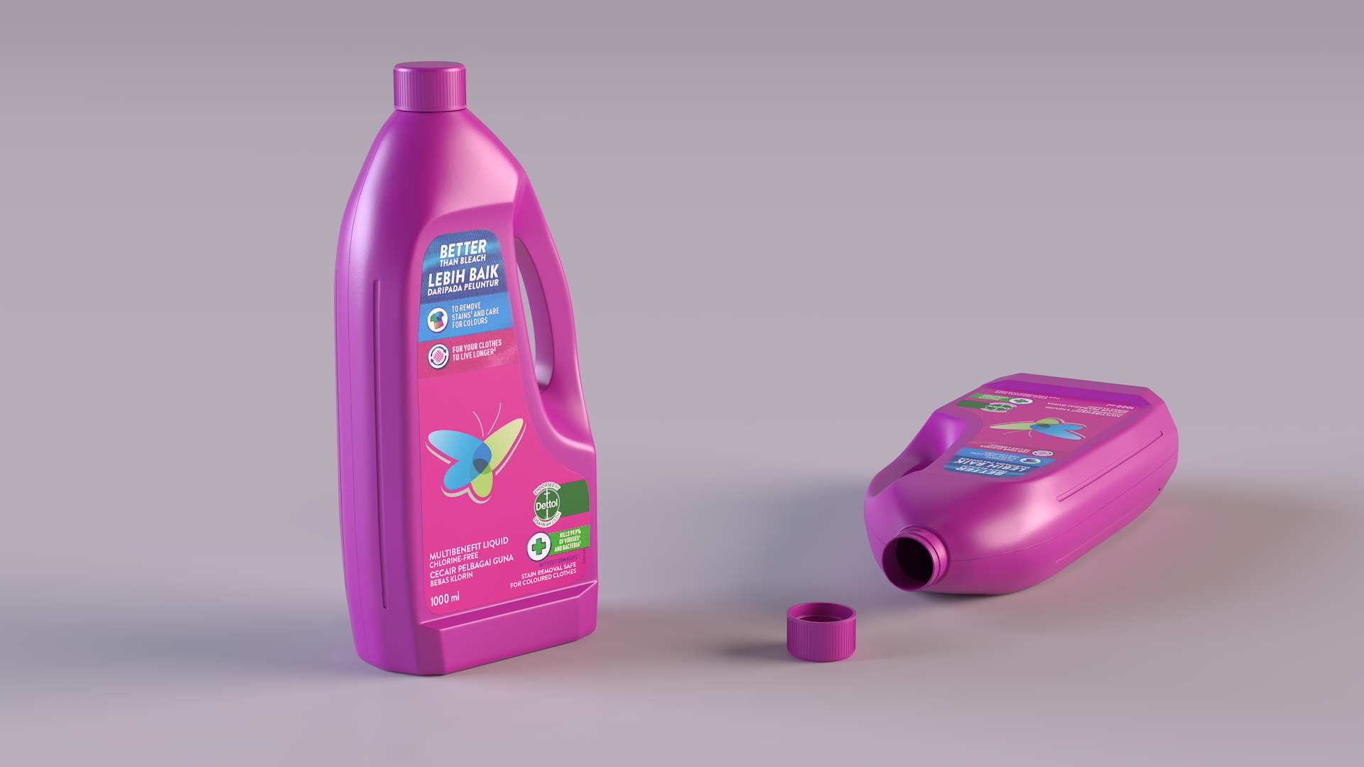 3D Plastic Cleaning Bottles Mockup