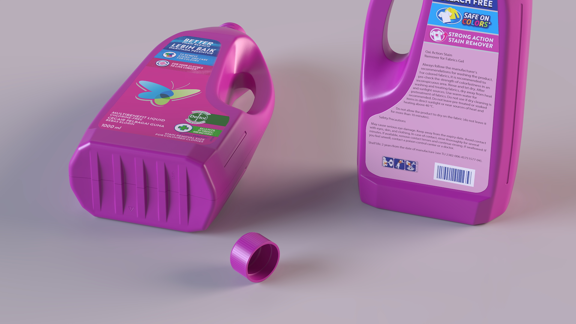 3D Plastic Cleaning Bottles Mockup