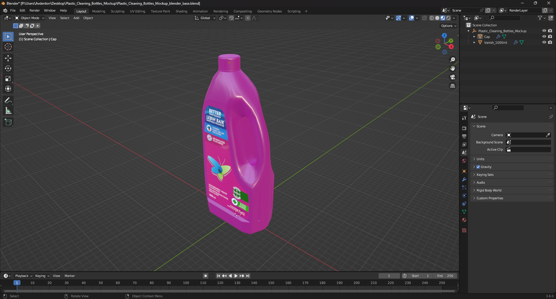 3D Plastic Cleaning Bottles Mockup