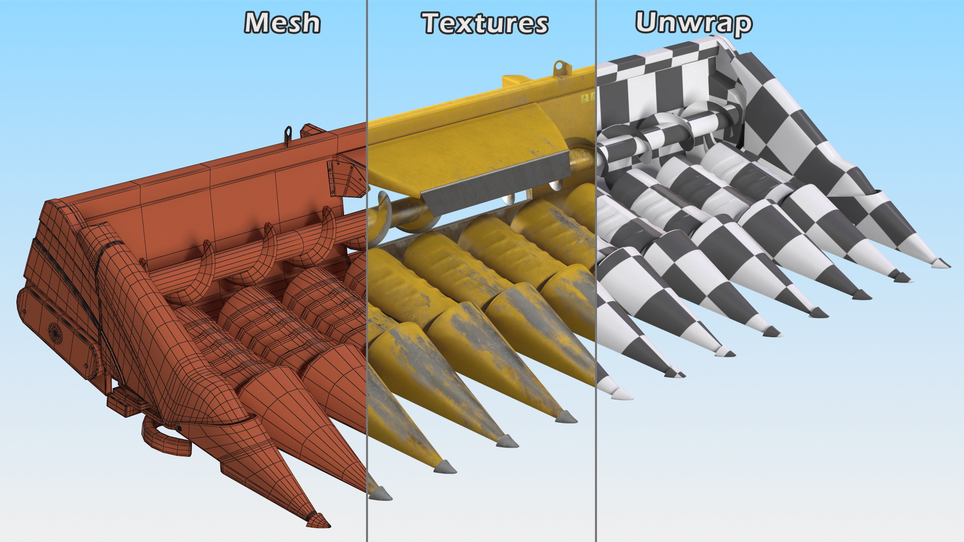 3D model New Holland Agriculture 980CR Corn Header 12 Rows Dirty
