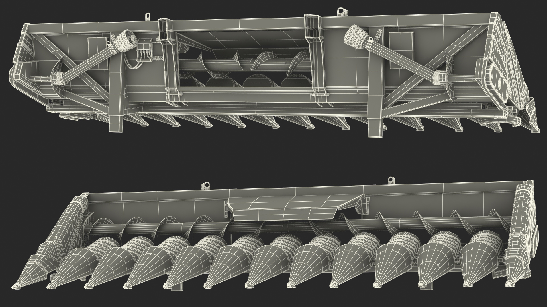 3D model New Holland Agriculture 980CR Corn Header 12 Rows Dirty