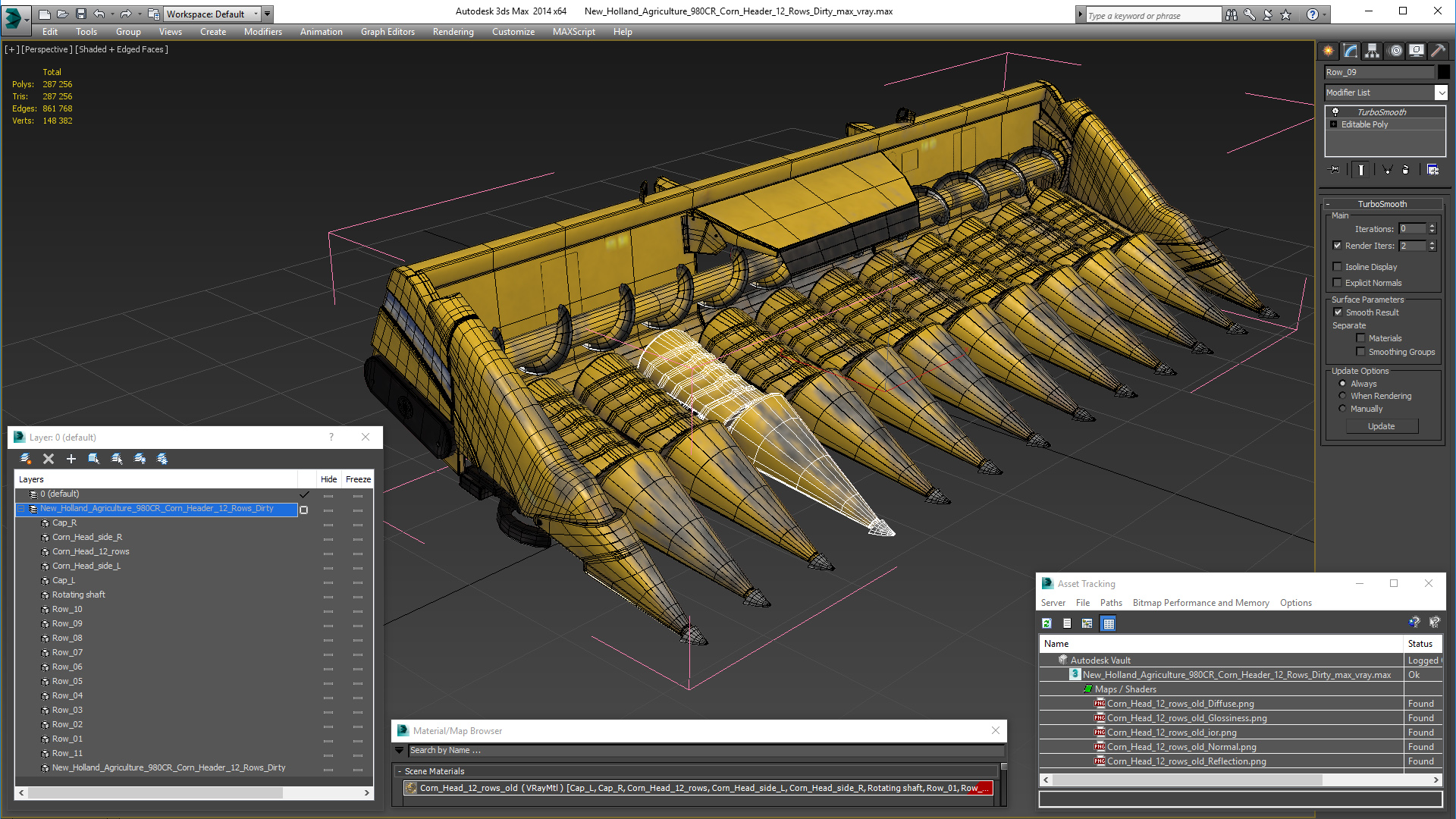 3D model New Holland Agriculture 980CR Corn Header 12 Rows Dirty