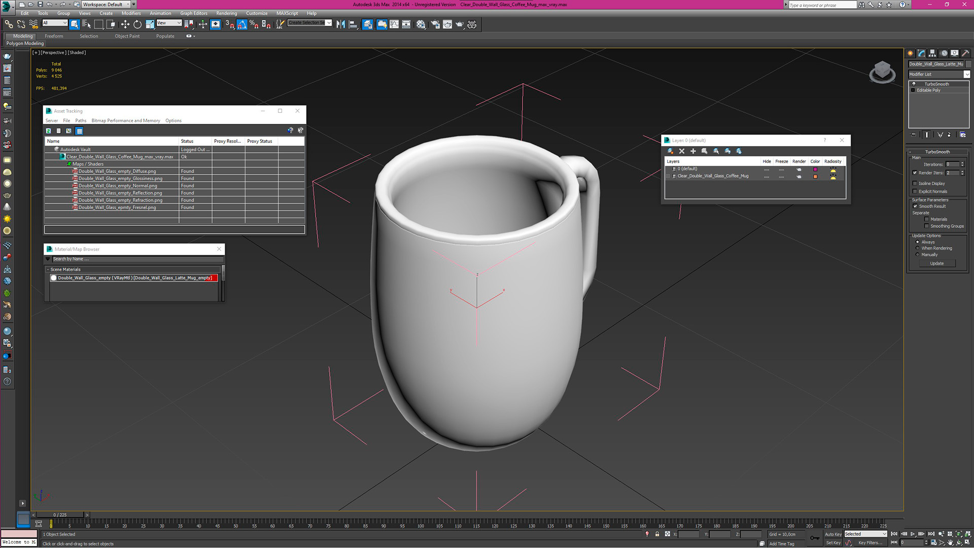 Clear Double Wall Glass Coffee Mug for 3D Print 3D