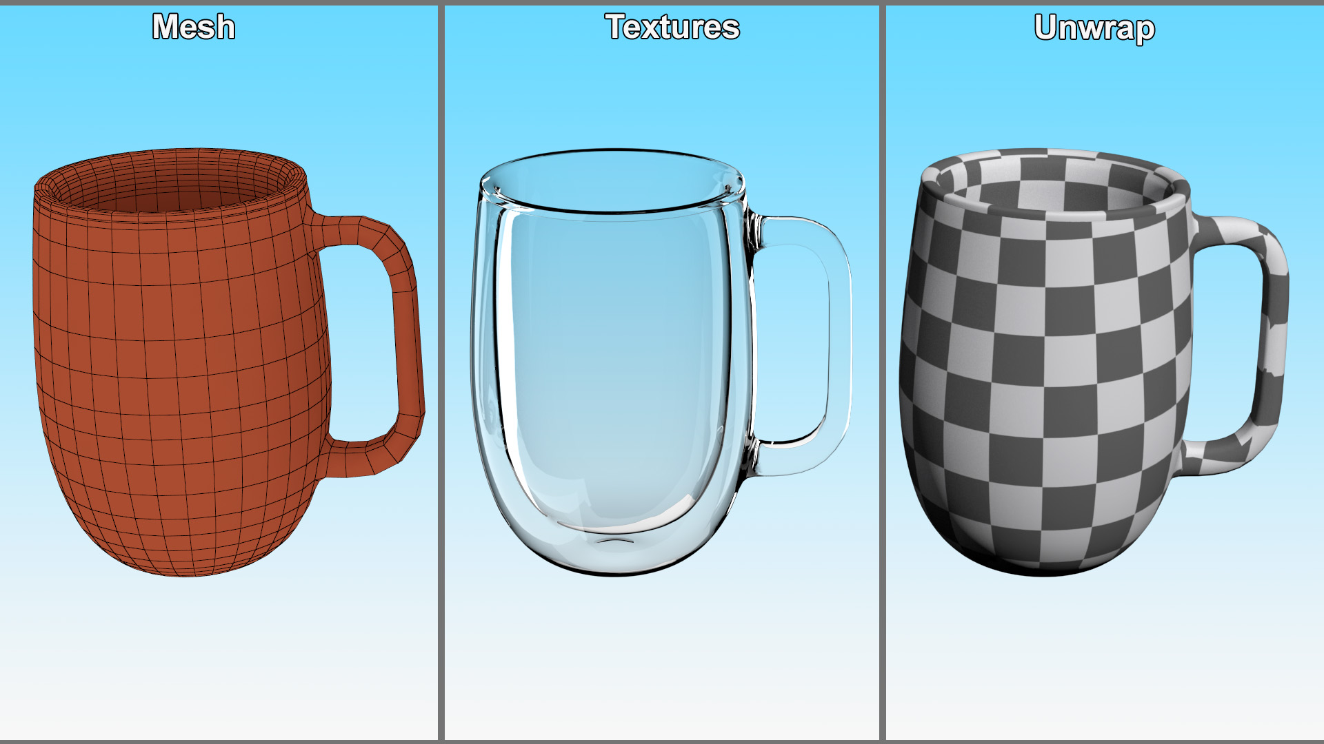 Clear Double Wall Glass Coffee Mug for 3D Print 3D