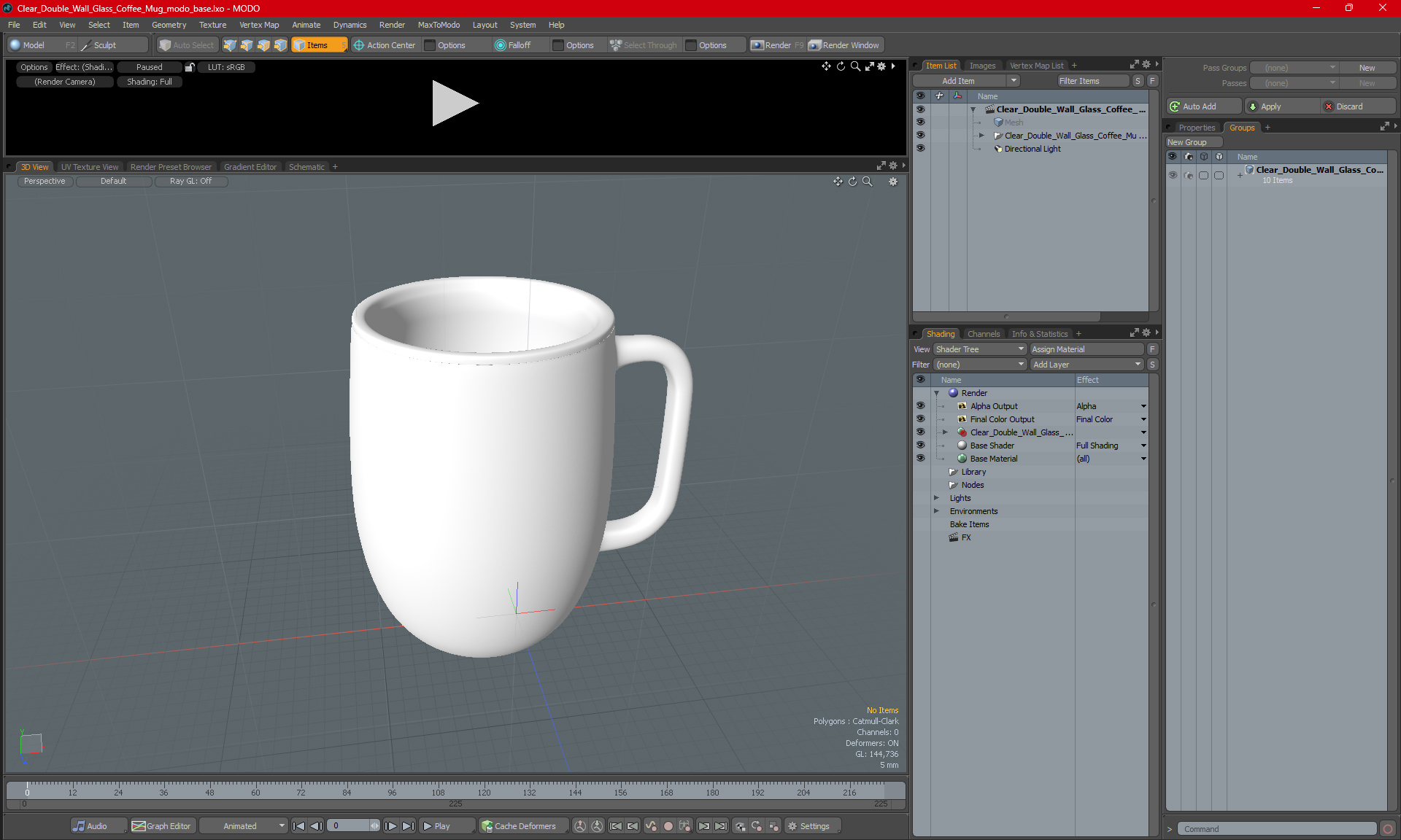Clear Double Wall Glass Coffee Mug for 3D Print 3D