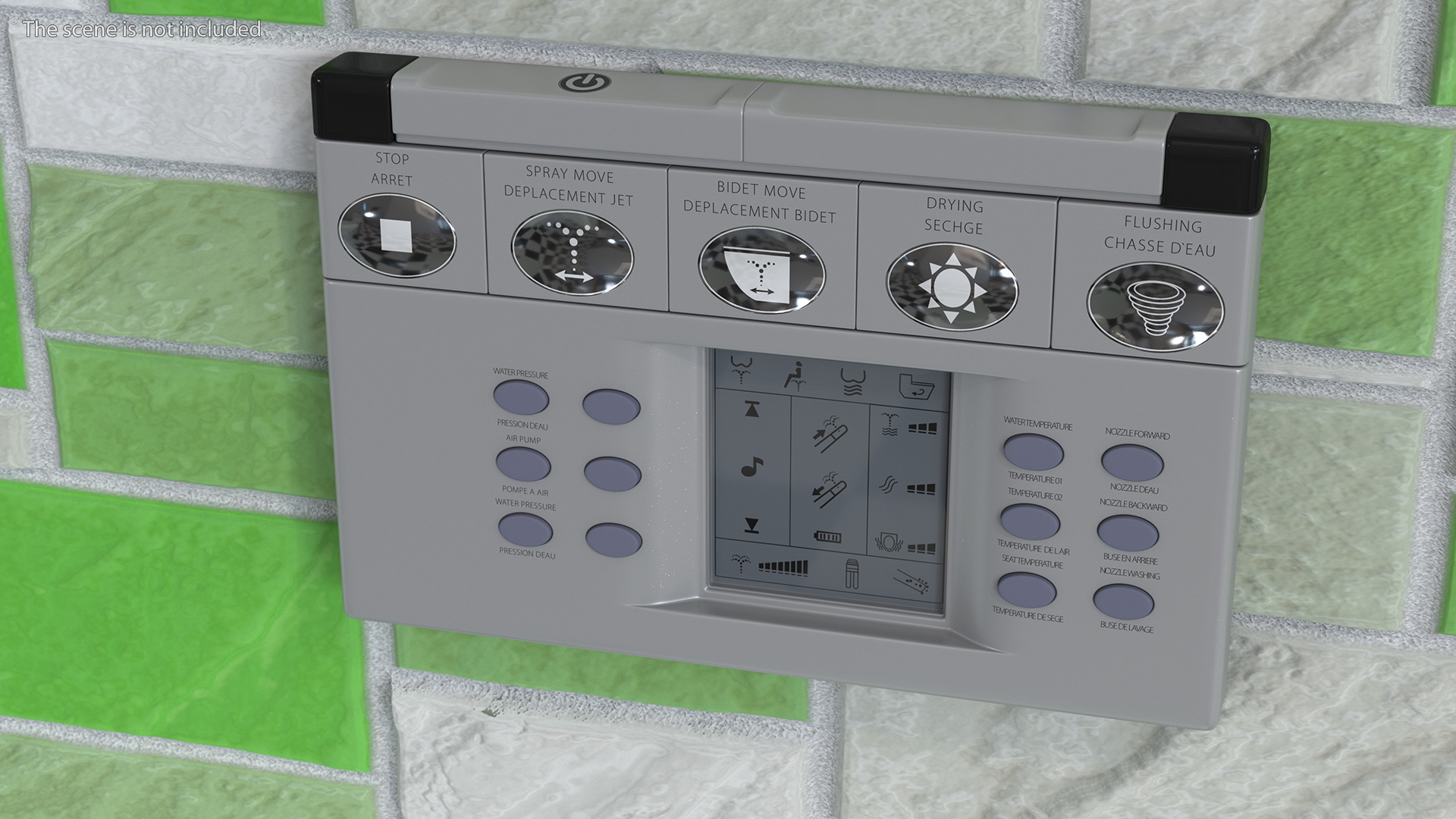 3D Smart Toilet with Remote Control Panel model