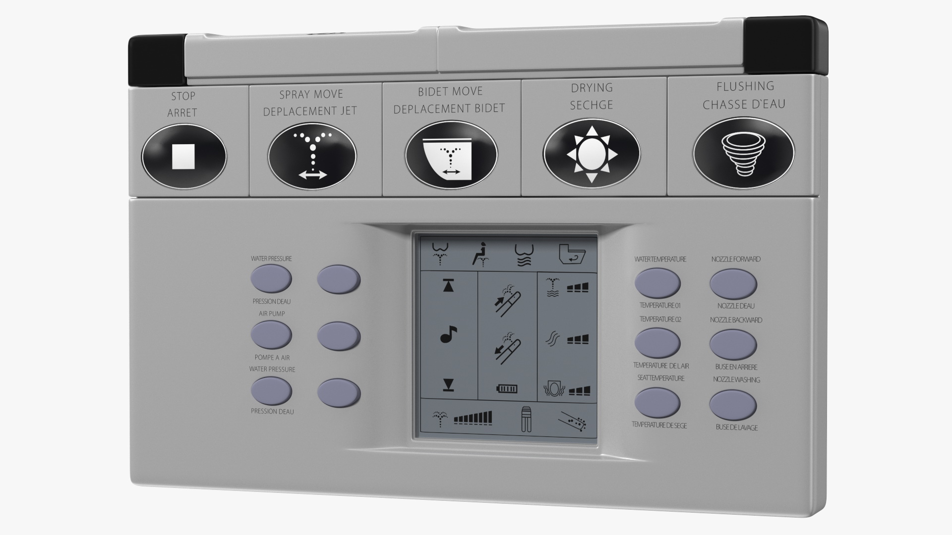 3D Smart Toilet with Remote Control Panel model