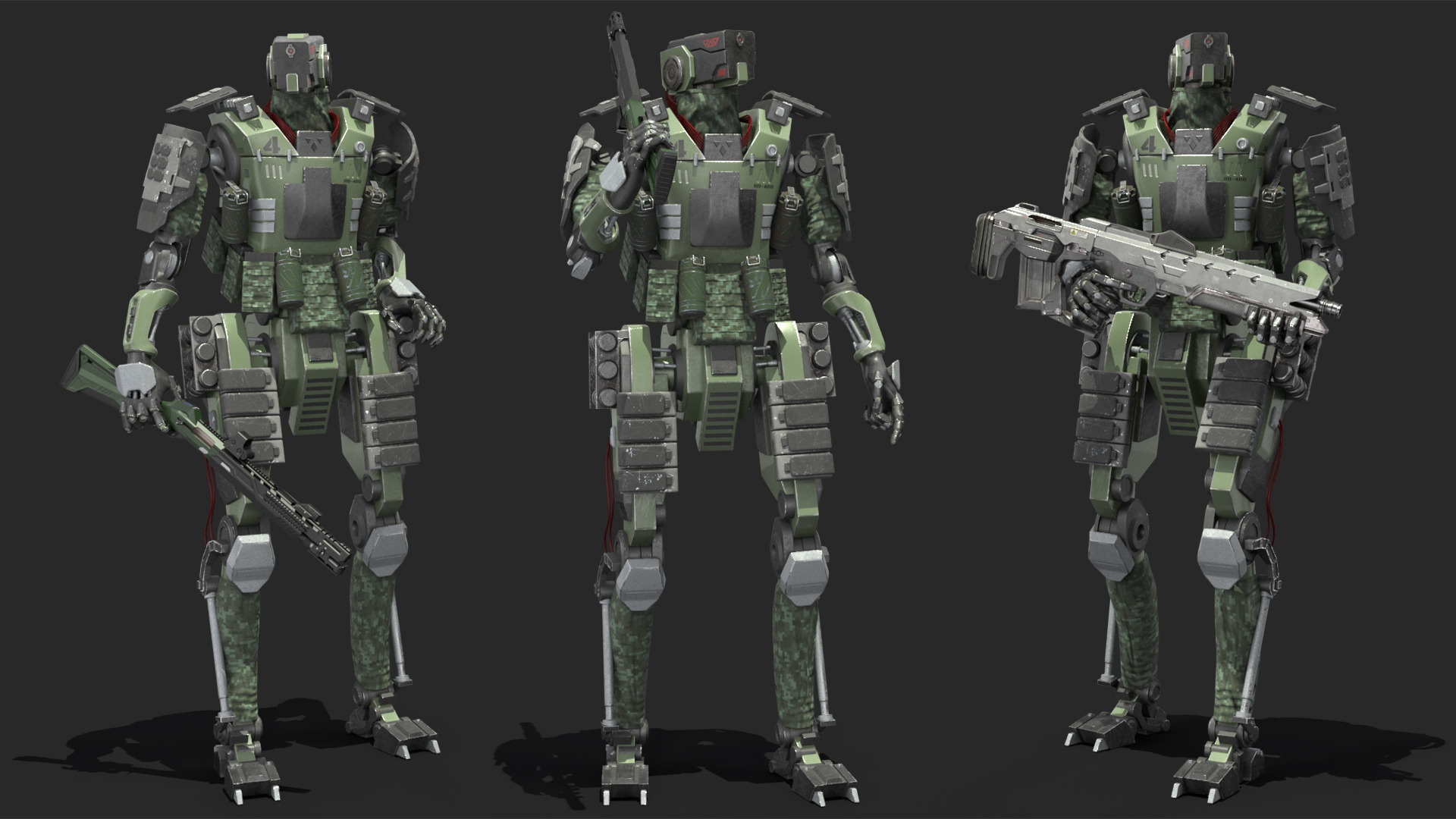 3D Armored Robot Soldier Rigged model