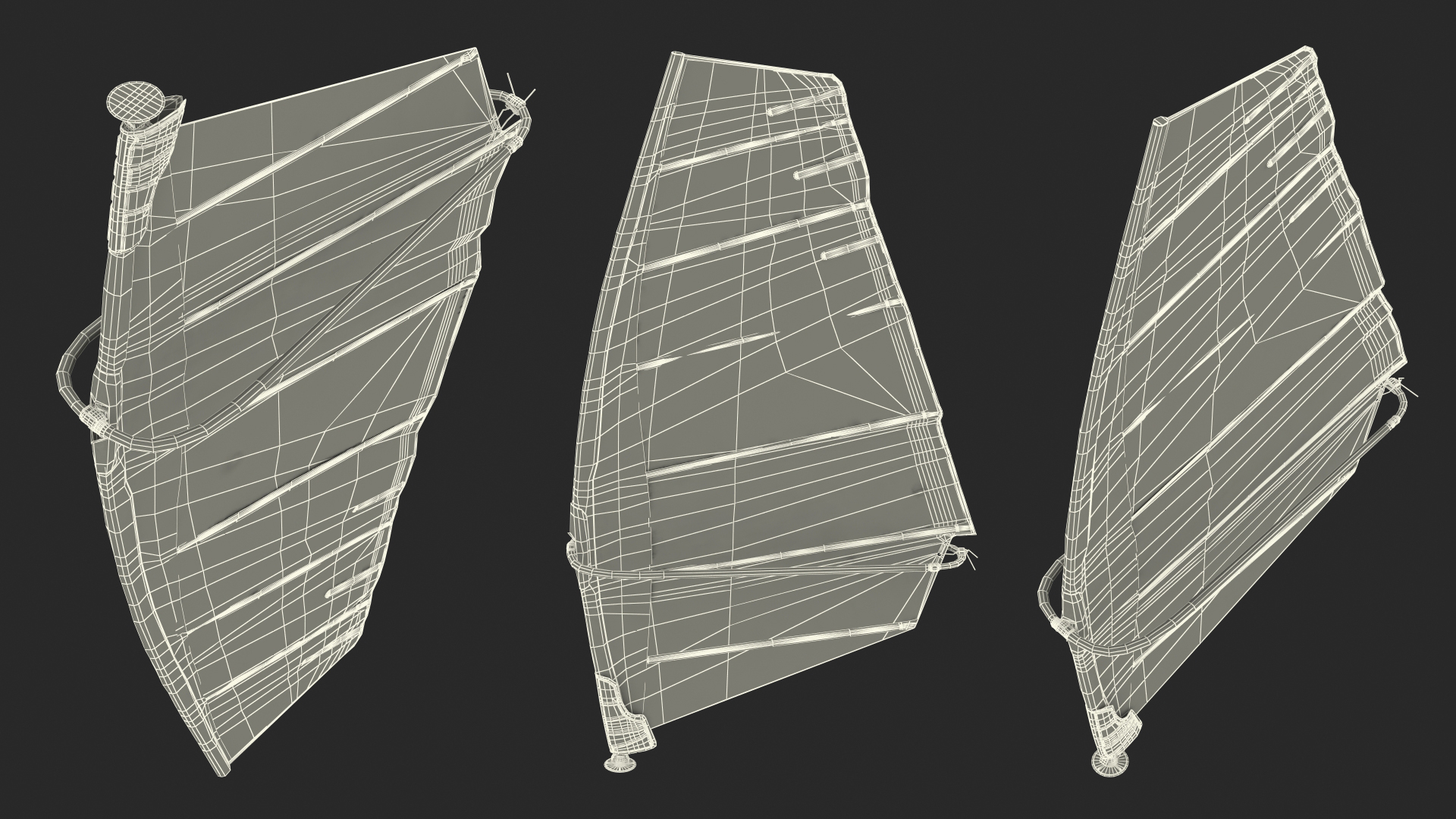 Windsurf Mast Sail and Boom 3D