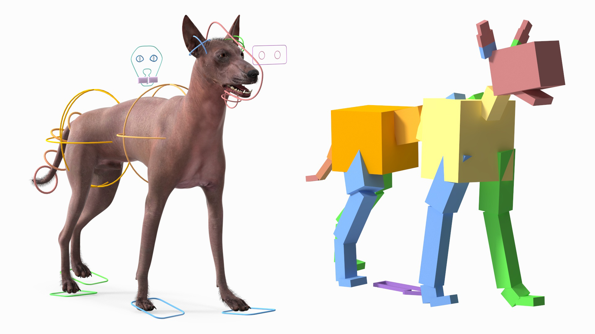 3D Xoloitzcuintle Dog Bronze Fur Rigged