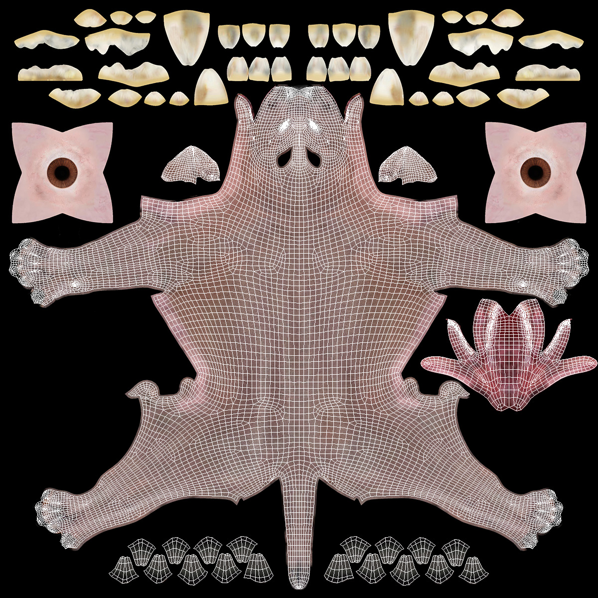3D Xoloitzcuintle Dog Bronze Fur Rigged