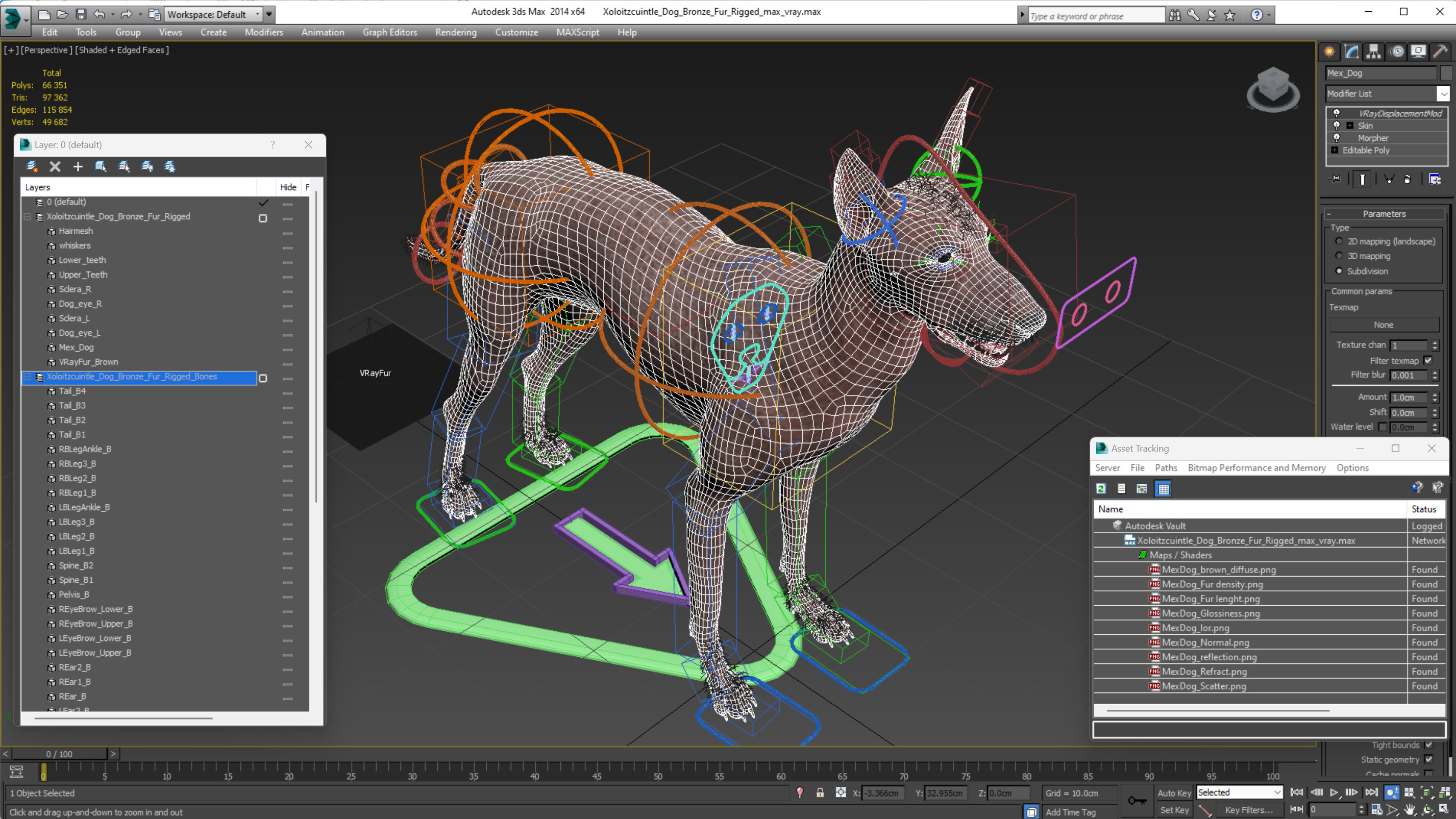 3D Xoloitzcuintle Dog Bronze Fur Rigged