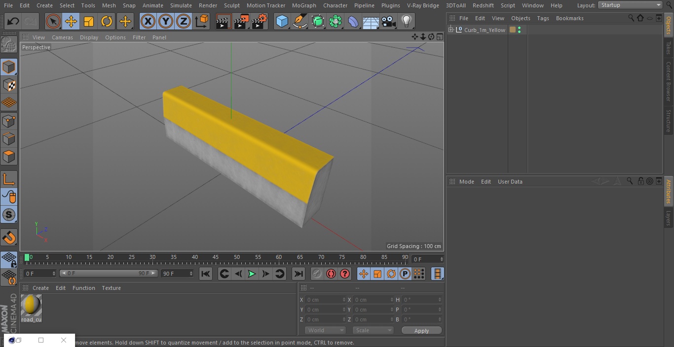 Curb 1m Yellow 3D model
