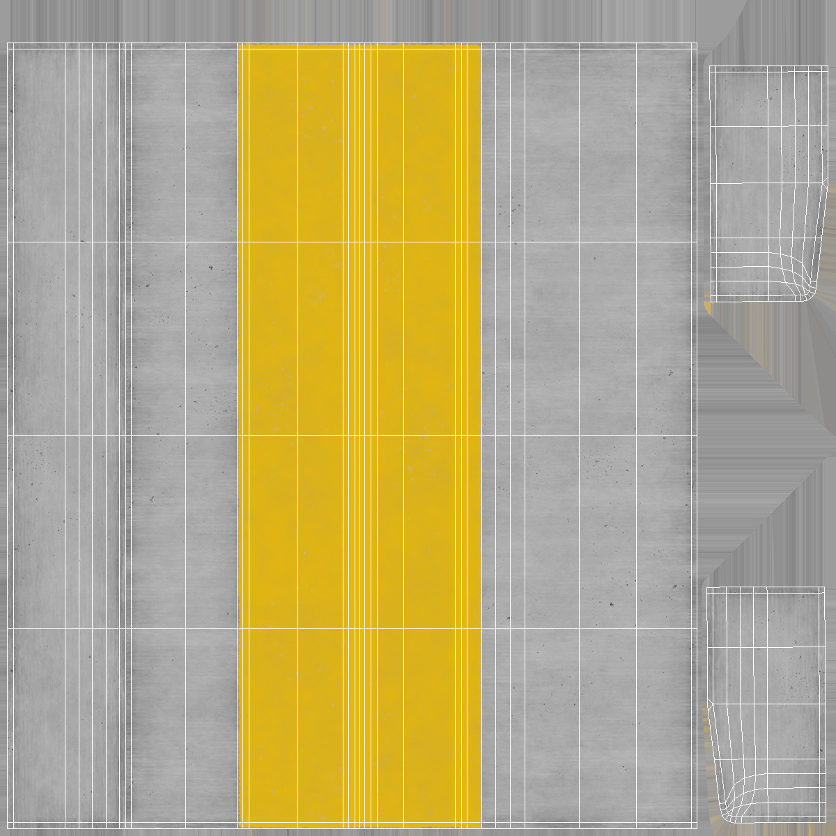 Curb 1m Yellow 3D model