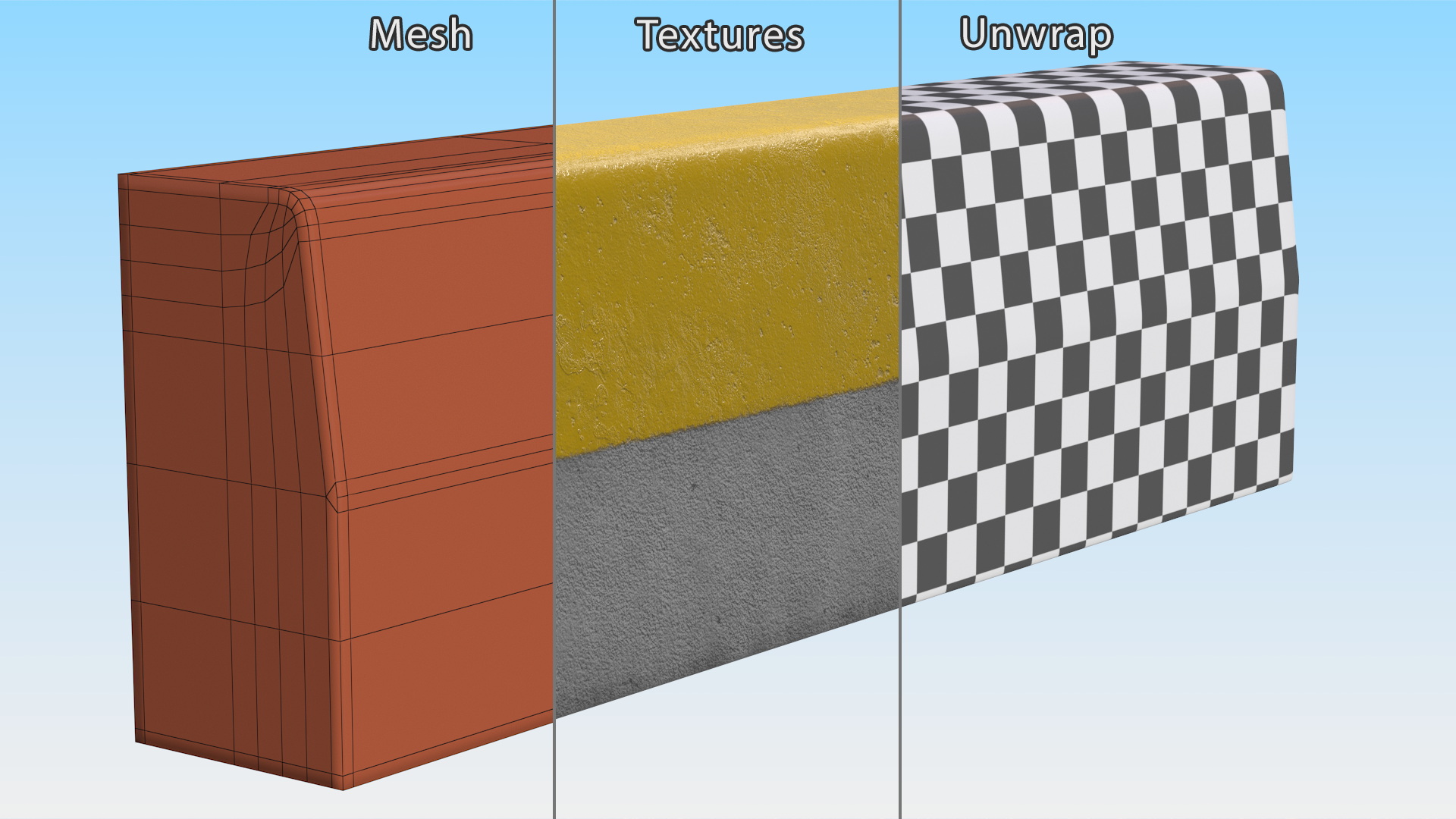 Curb 1m Yellow 3D model