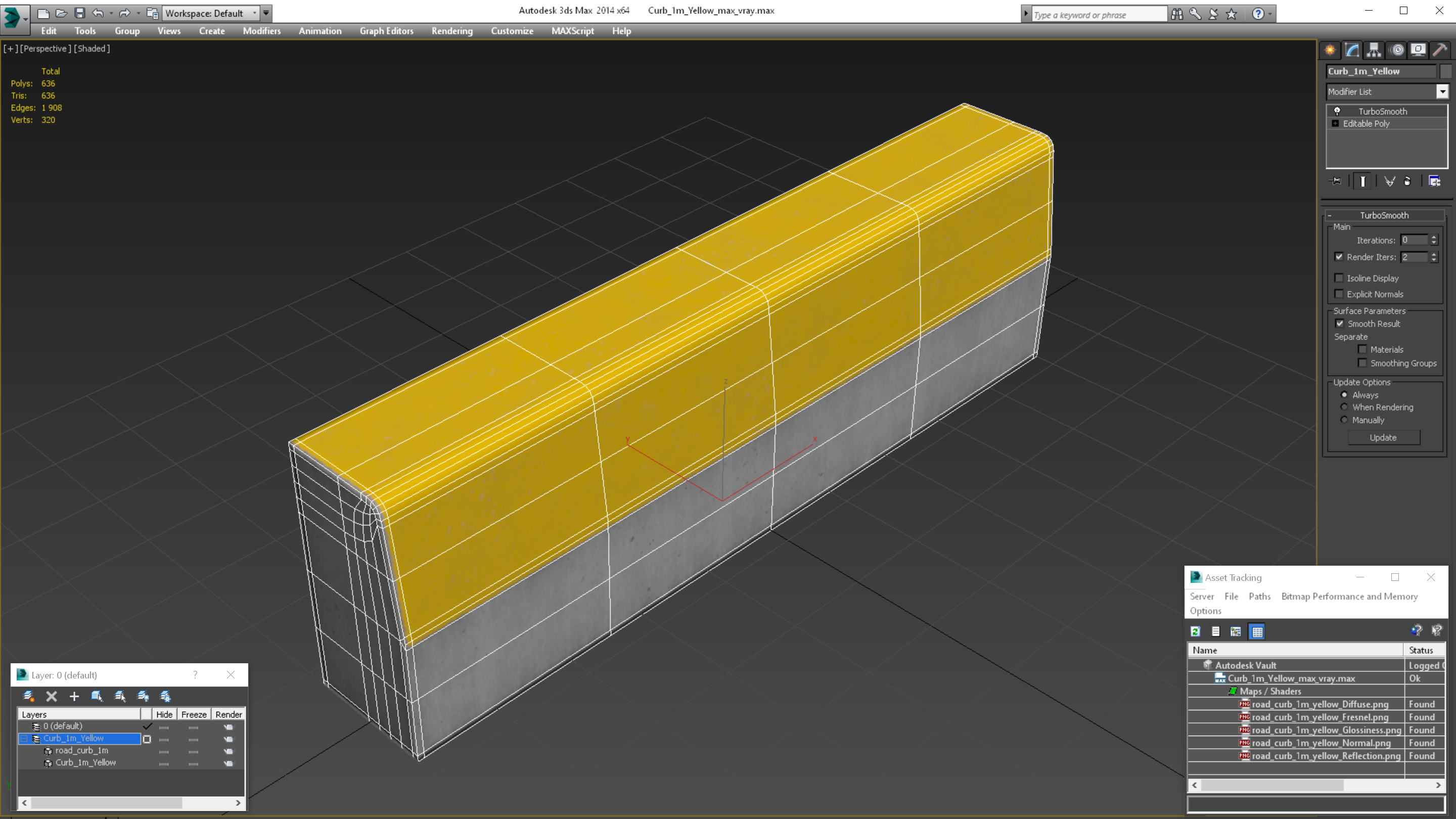 Curb 1m Yellow 3D model