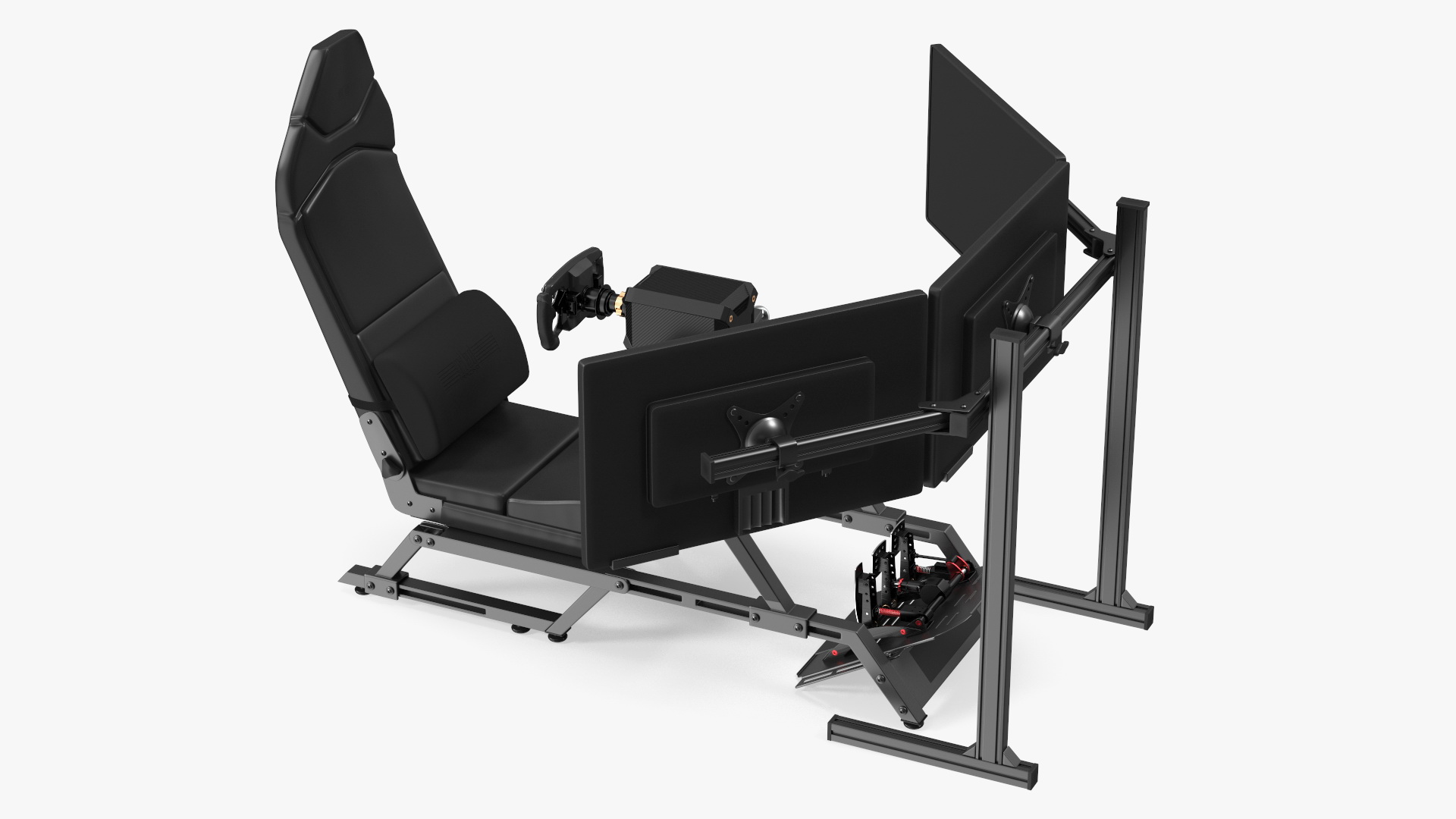 3D model GT Racing Sim Gaming Setup with Monitors
