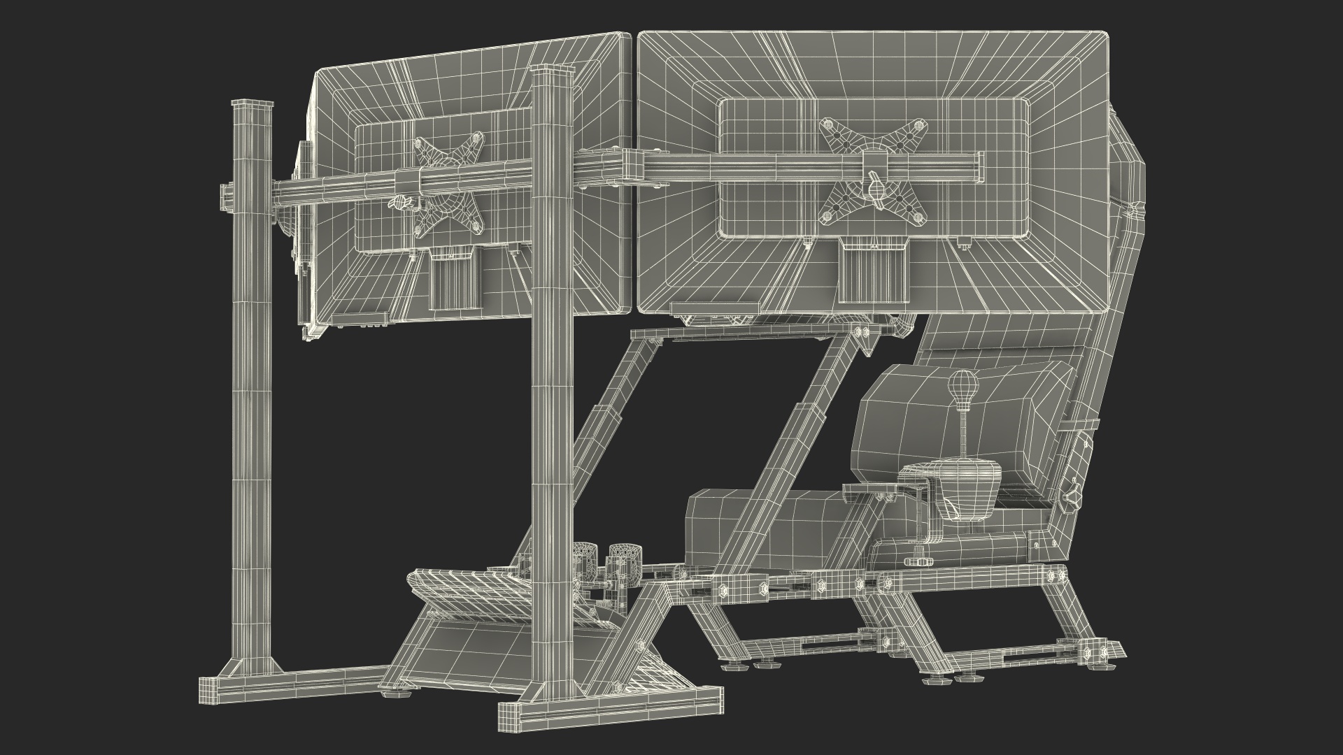 3D model GT Racing Sim Gaming Setup with Monitors