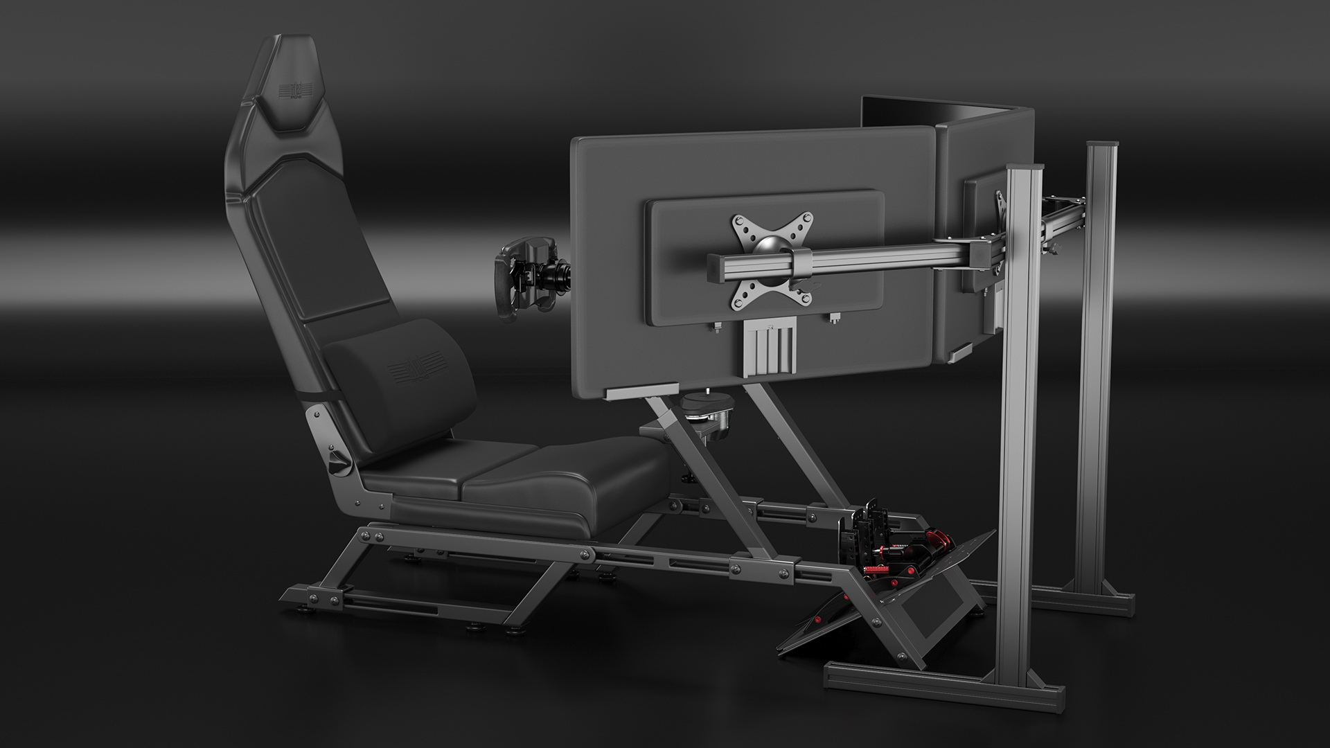 3D model GT Racing Sim Gaming Setup with Monitors