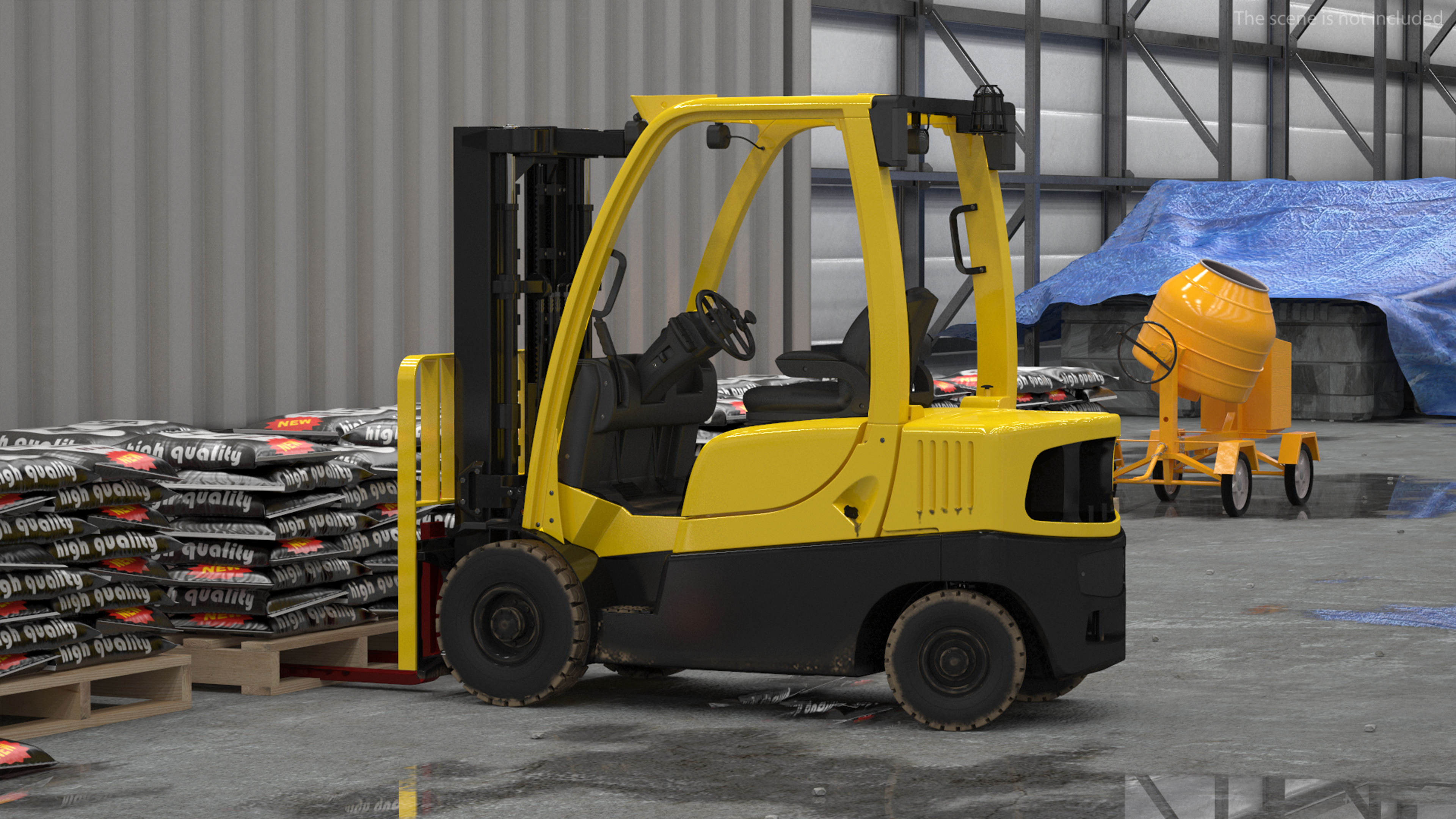 3D Electric Forklift Rigged for Maya model
